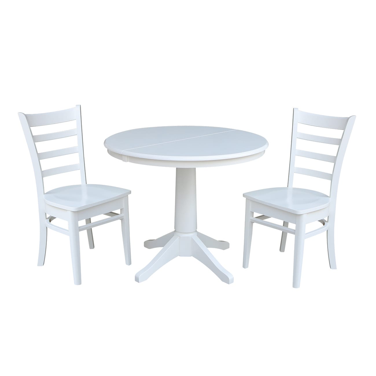 International Concepts K08-36RXT-27B-C617-2 White Traditional Dining Room Set with Round Table ( Seats 2 )