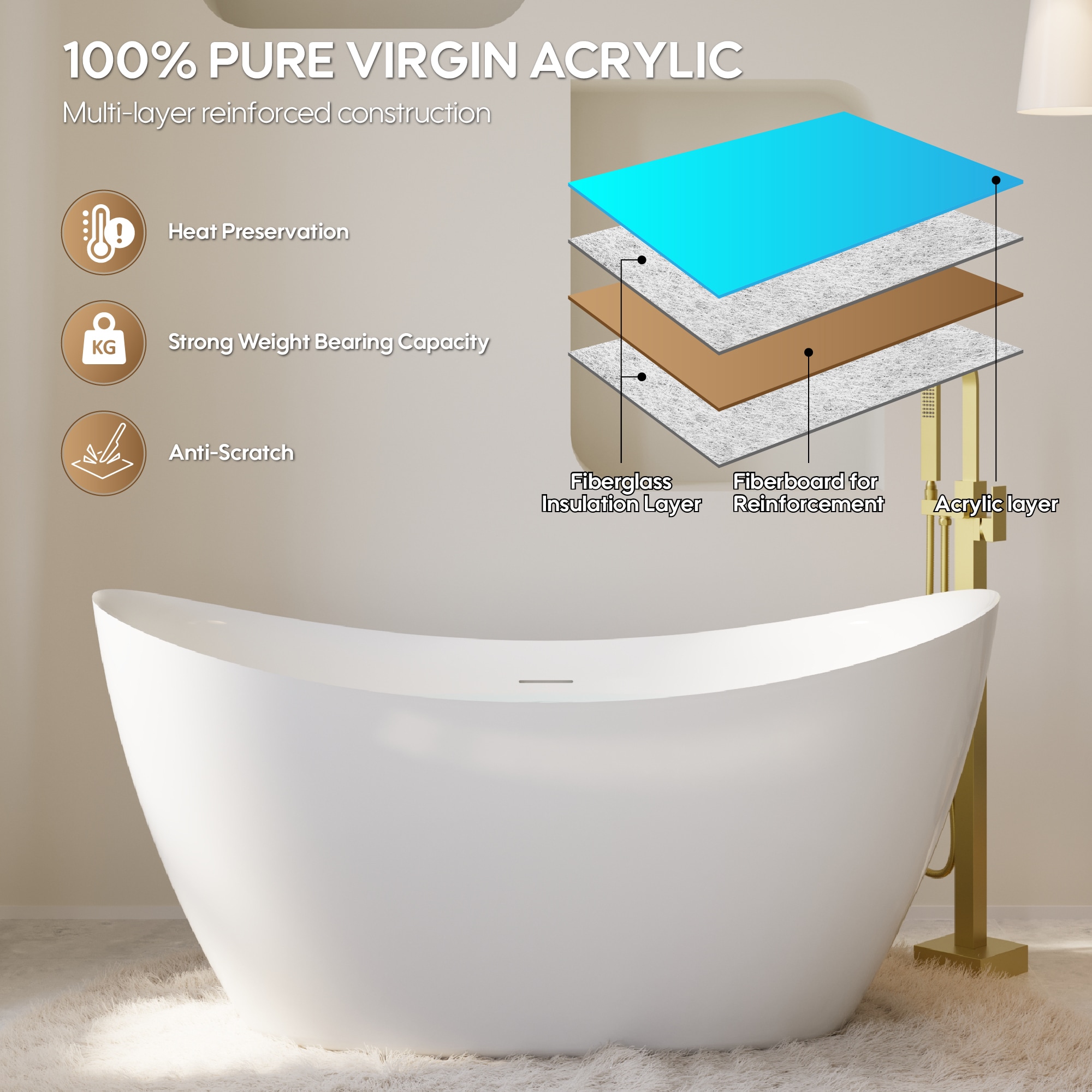 WELLFOR VILLA-Y740-60 bathtubs - View #2