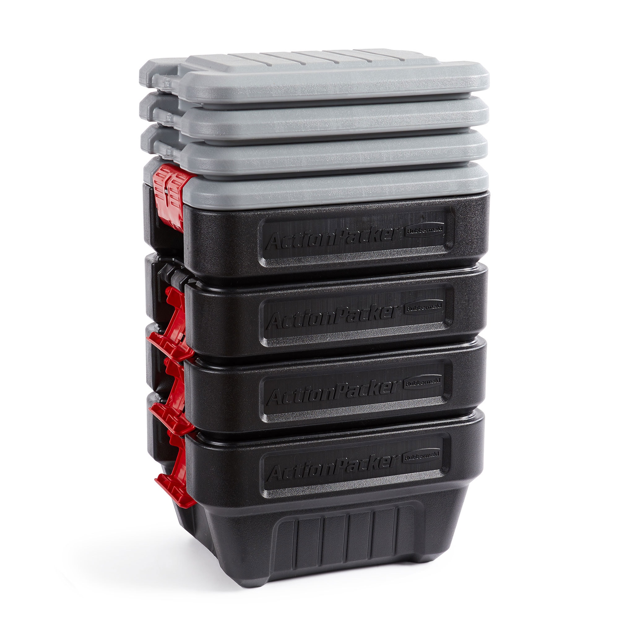 Rubbermaid ActionPacker Lockable Storage Box, 8 Gallon, Grey and Black  (1949040)