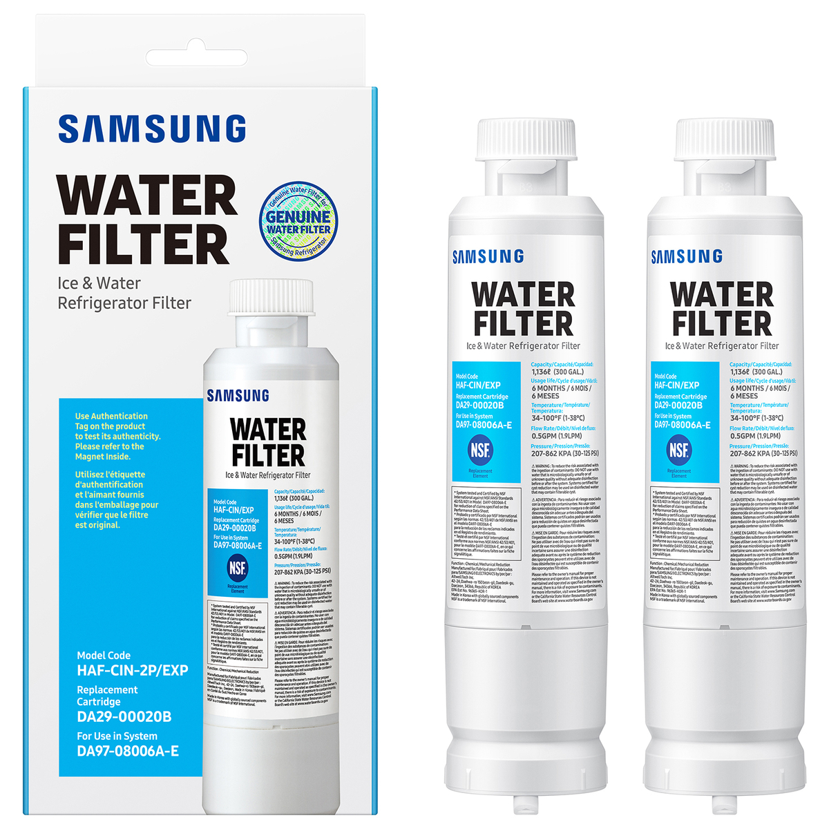Samsung HAF-CIN-2P Push-in Refrigerator Water Filter 2 -Pack