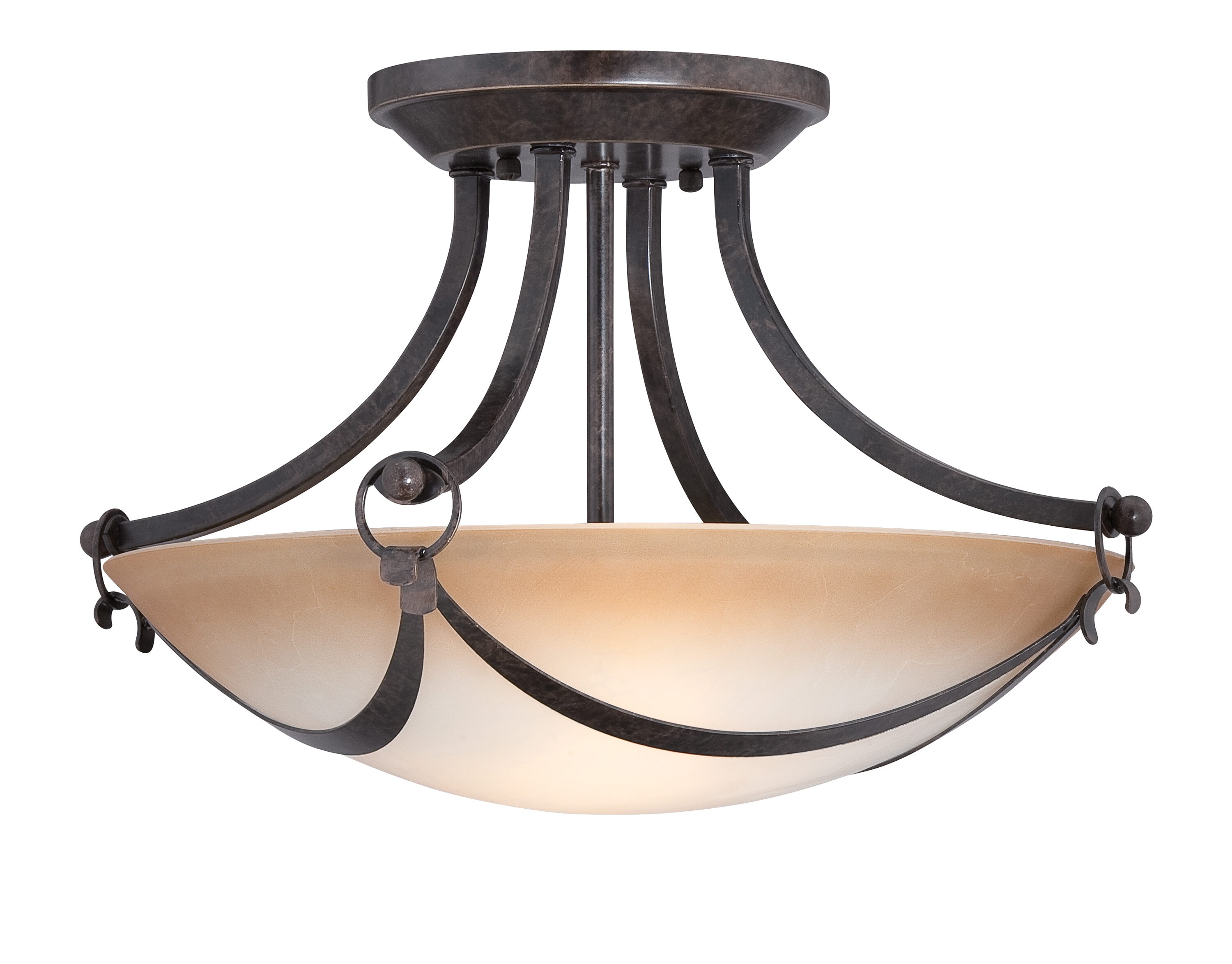 4-Light Oil-Rubbed Bronze Semi-Flushmount Ceiling Light with Crystals Shade
