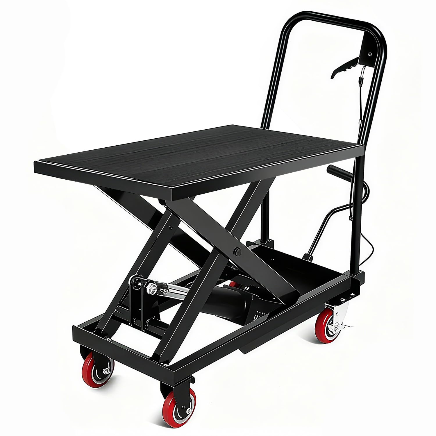 Garvee 1100 Lbs Hydraulic Lift Table Cart 28.5 to 35.4 in Lift Height Manual Scissor Lift Foot Pump Non Slip Pad Locking Swivel Wheels for Warehouse Garage Factory