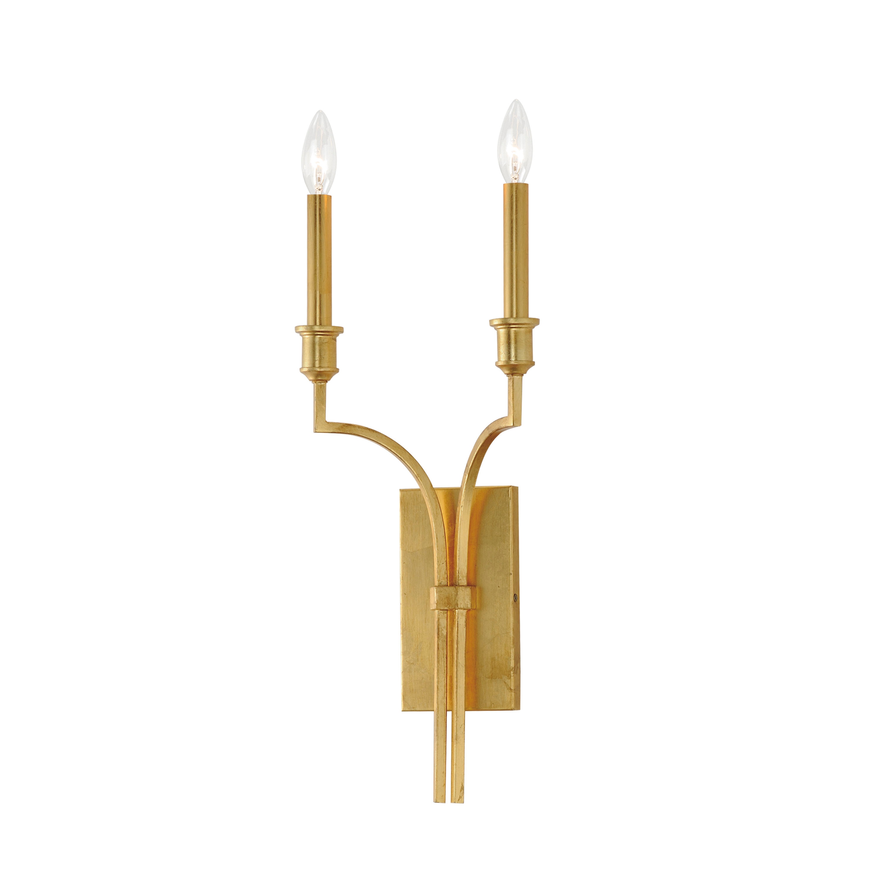 Maxim Lighting 12782GL Normandy 9-in W 2 -Light Satin Gold Transitional Wall Sconce