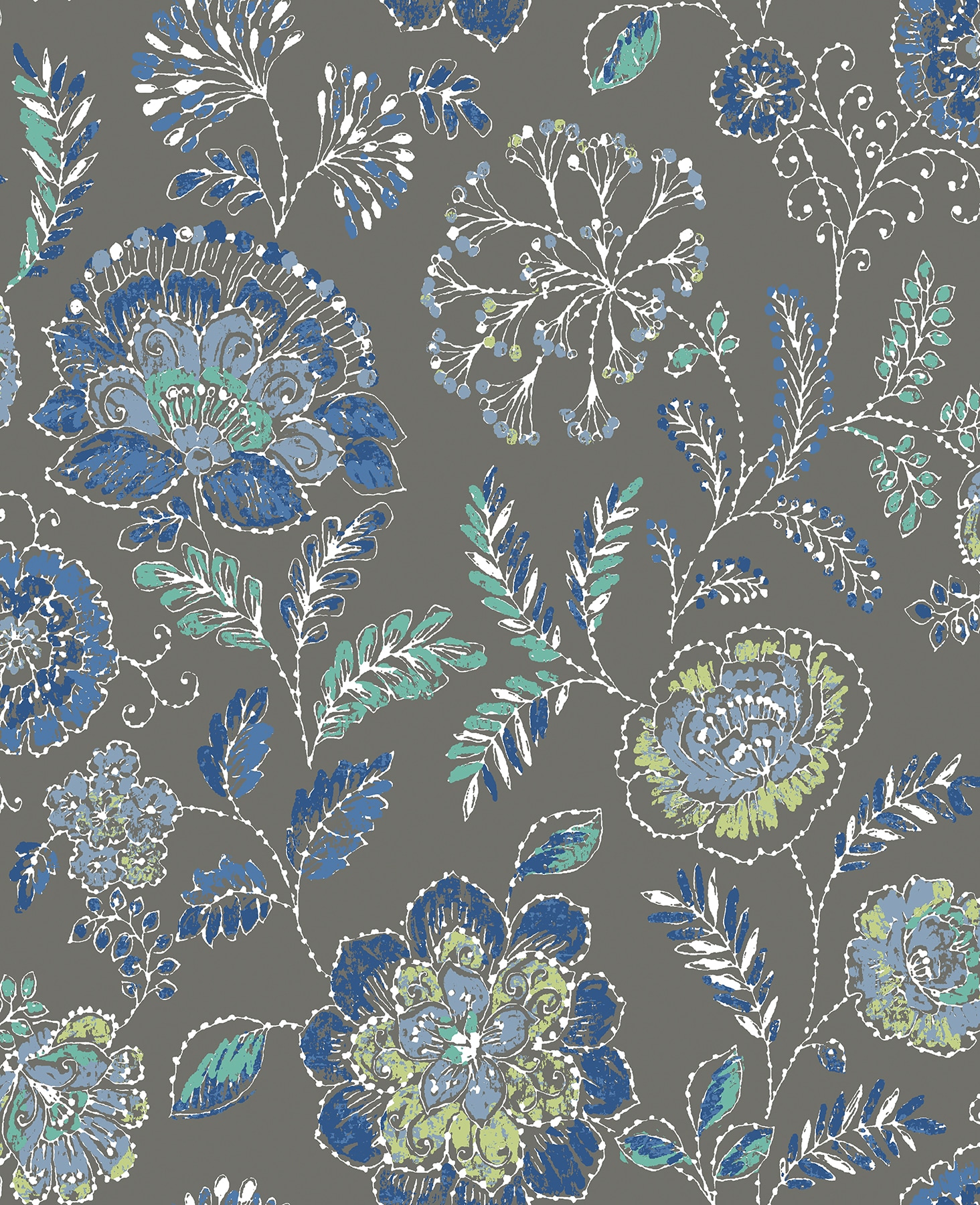 A-Street Prints 2744-24110 Solstice 56.4-Sq. Feet Charcoal Non-woven Floral Unpasted Wallpaper