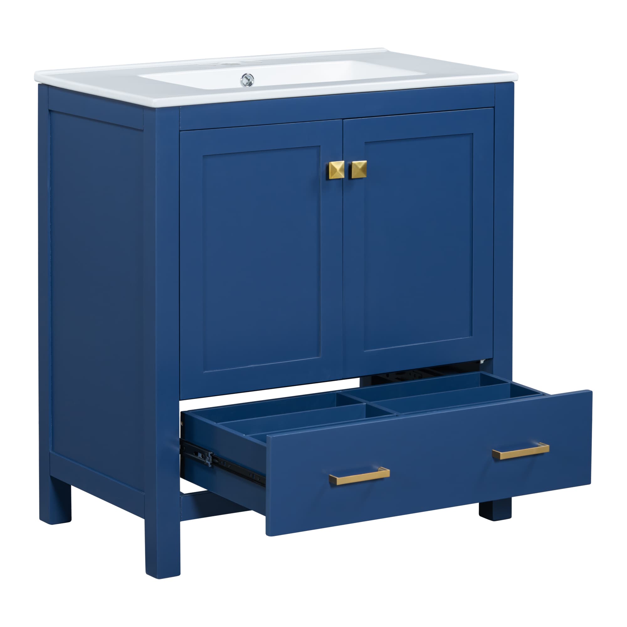 Qualler 30 Inch Bathroom Vanity with Single Undermount Sink and Storage Cabinet - Blue #FSUVTR115C