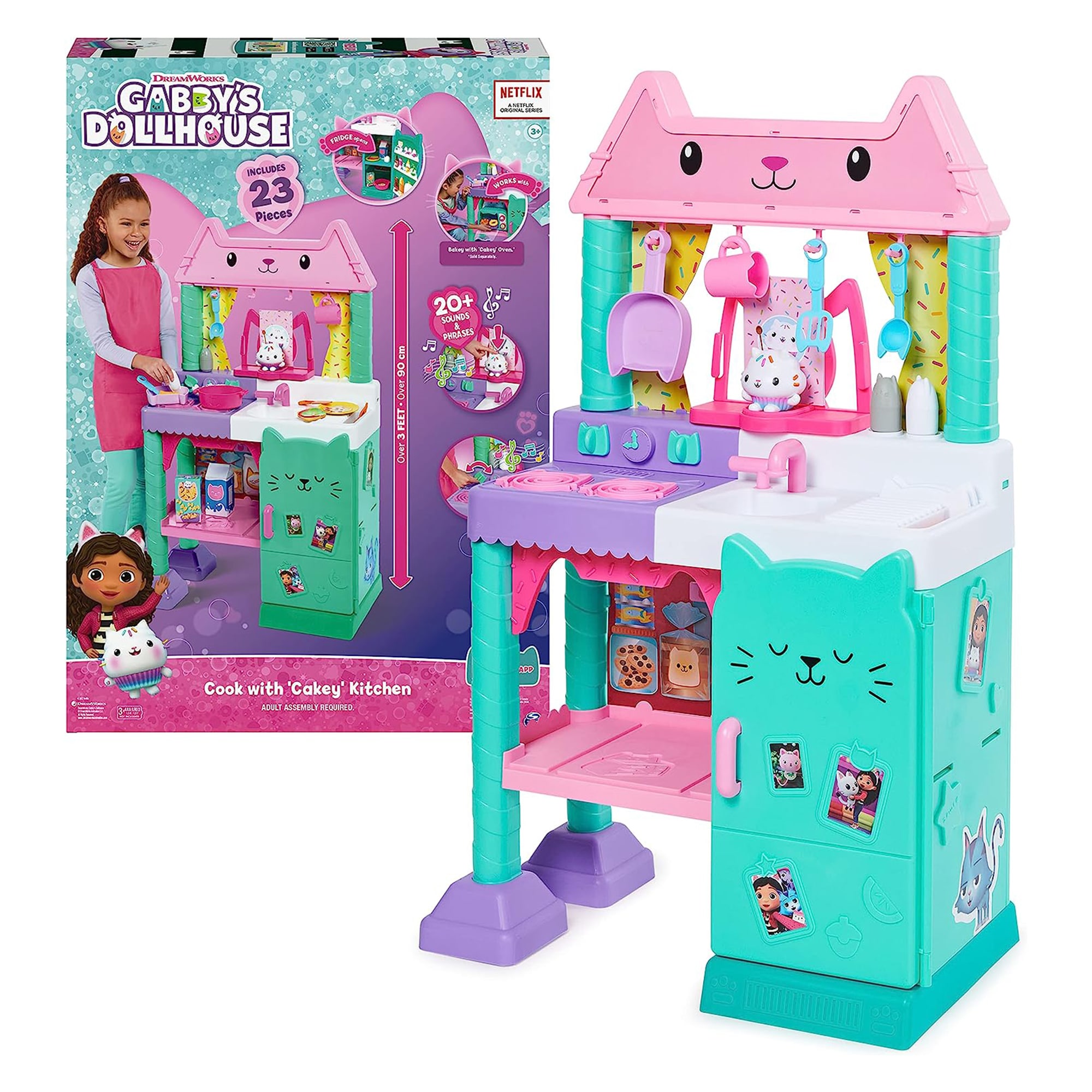 Spin Master 291816 Gabby Feets Dollhouse Cakey Kitchen Playset w/ Accessories and Play Food
