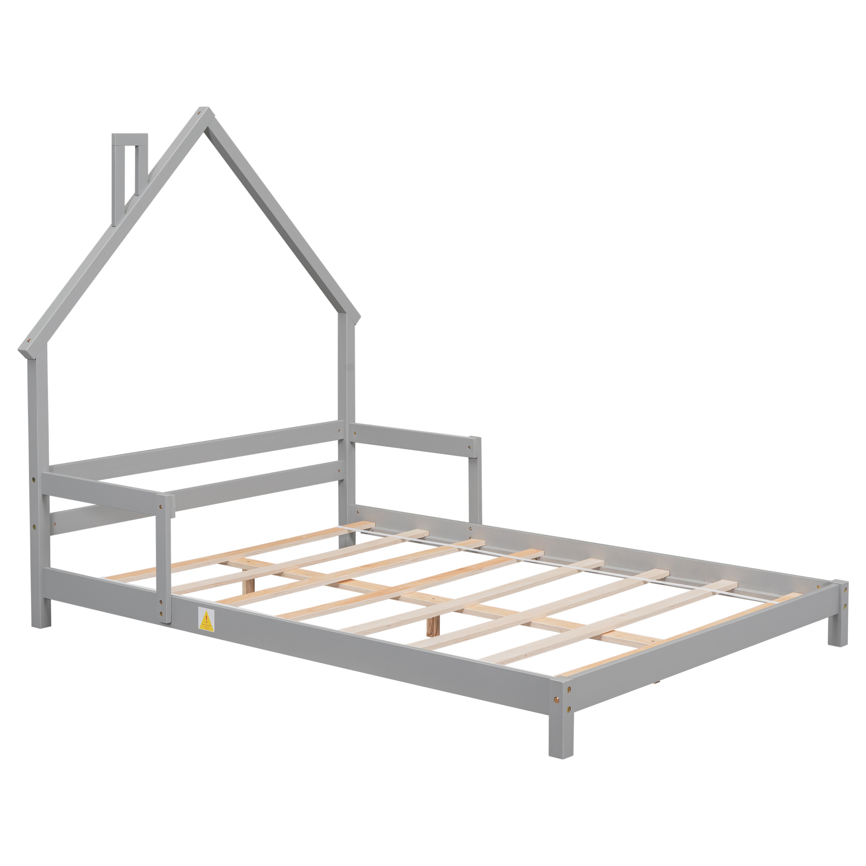 Flynama L-119491 Gray Full Wood Bed frame Bed