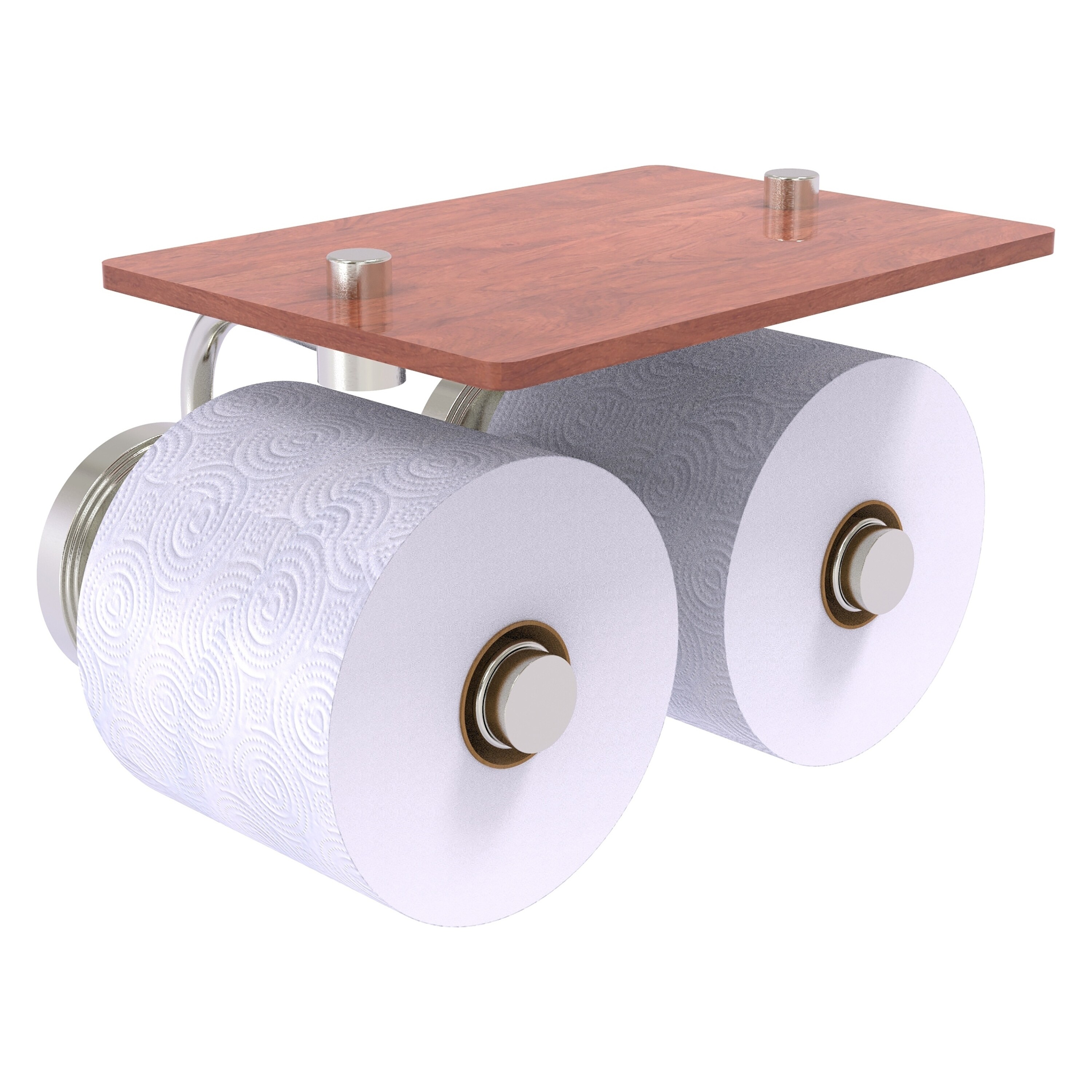 Allied Brass PR-24-2S-IRW-SN Prestige Regal Satin Nickel Wall mount Double post Toilet Paper Holder 2 -Rolls with Storage