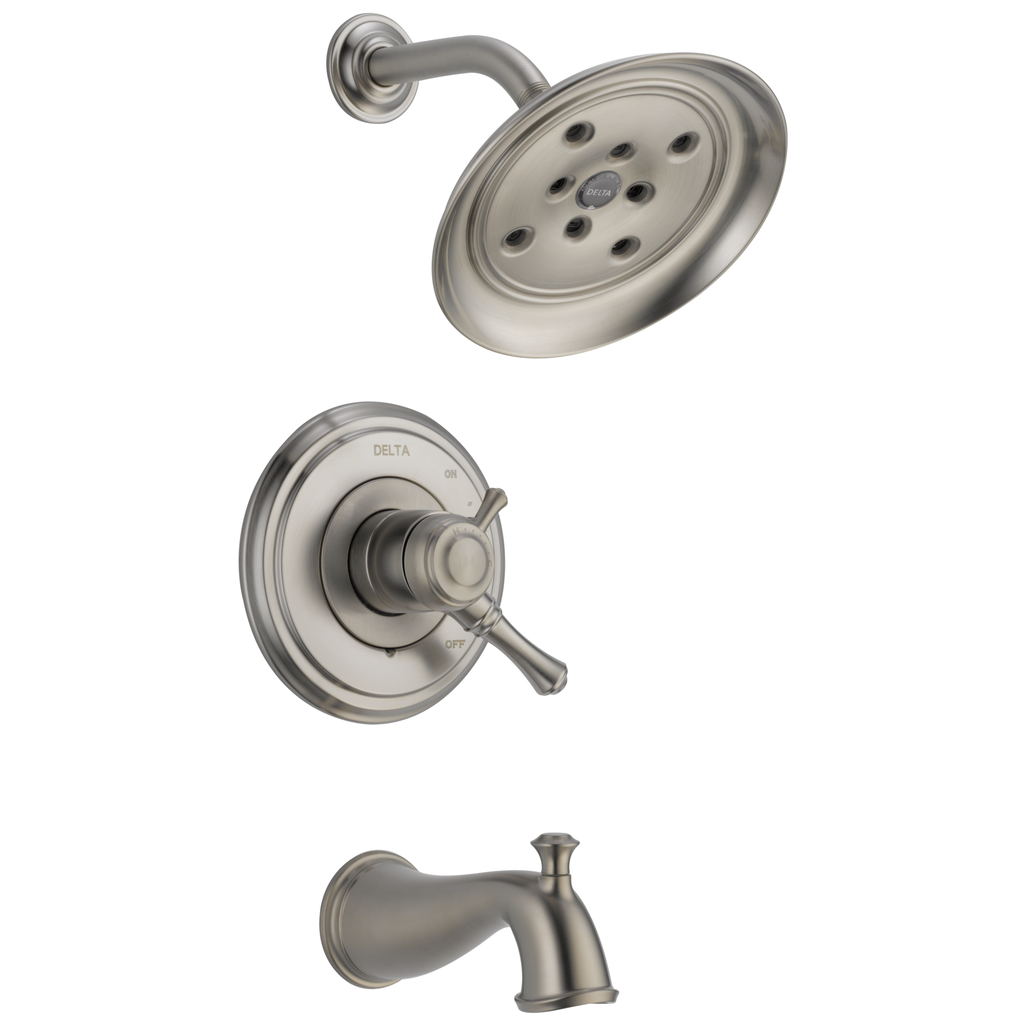Delta T17497-SS Cassidy Stainless 2-handle Single function 7.875-Inches Round Bathtub and shower Faucet
