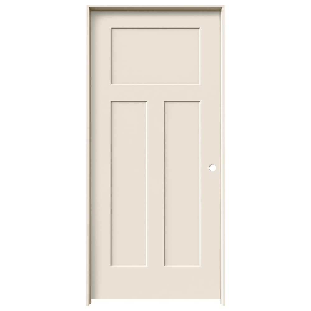 RELIABILT W10087482 30-in x 80-in Off-white Hollow core 3-panel craftsman Left hand Smooth Unfinished Molded composite Flat Jamb Single Prehung Interior Door