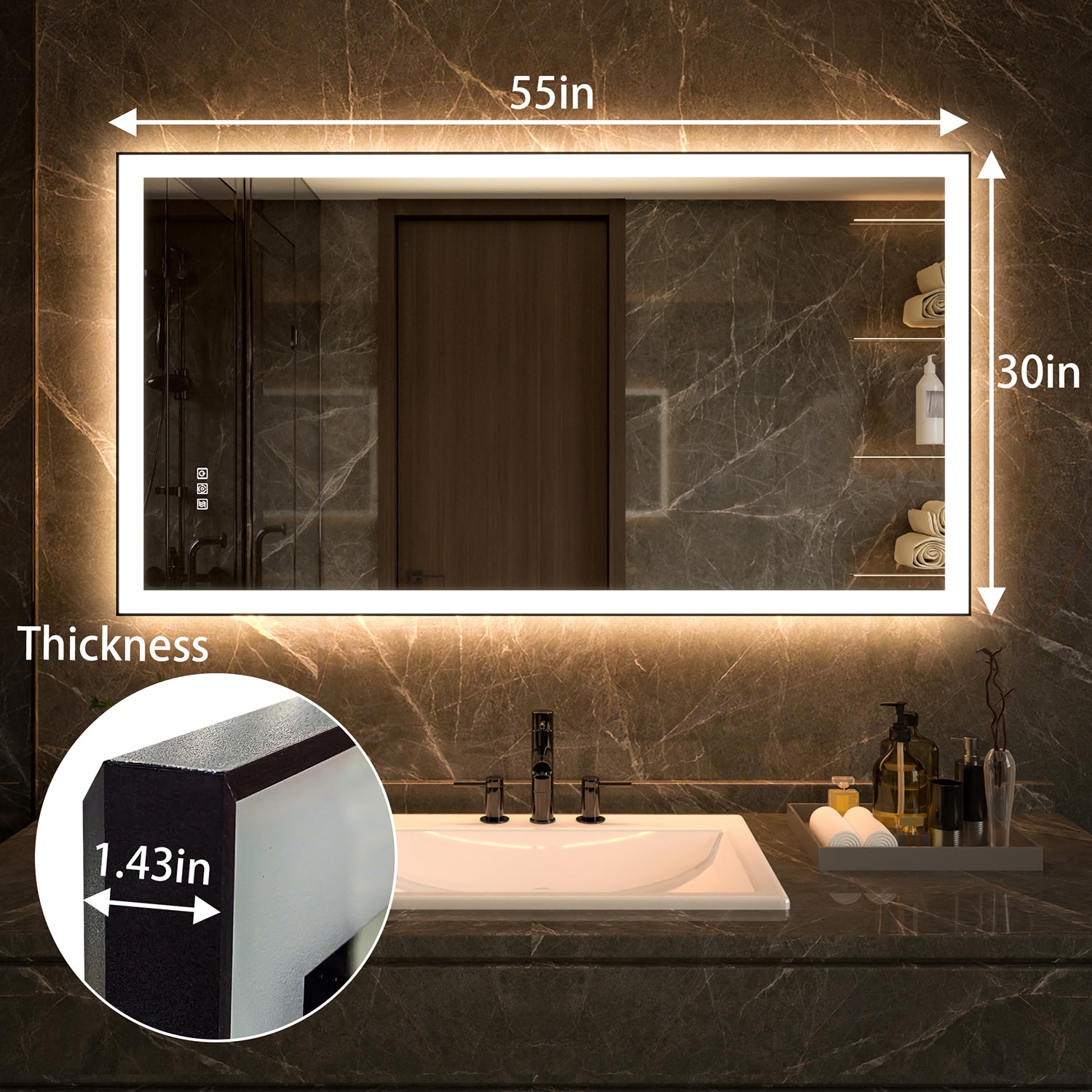 ExBrite EXBM2432V12 Framed-Bath-Mirrors - View #2