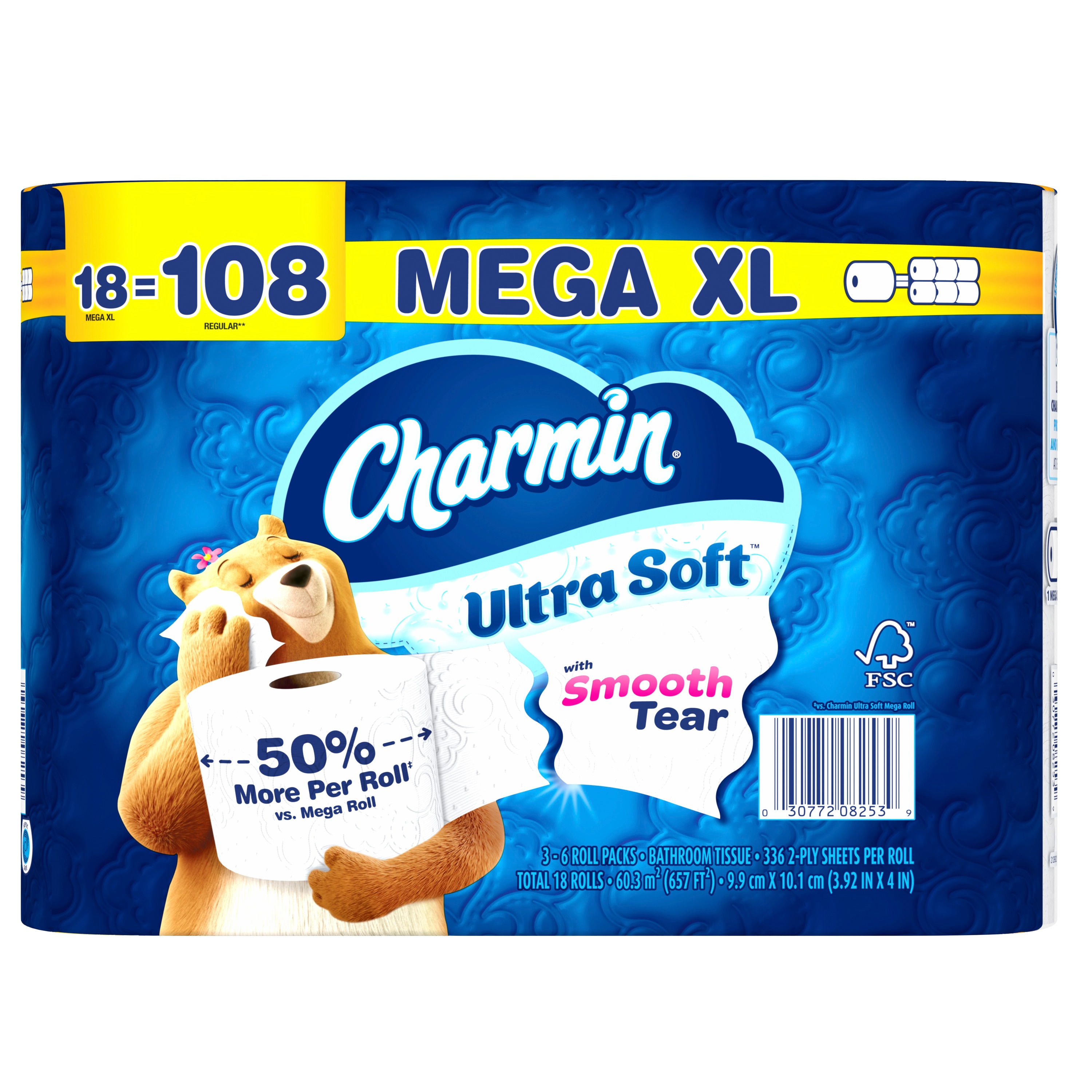 Charmin 3077208253 Mega XL Ultra Soft 18 -Pack 2-ply Toilet Paper