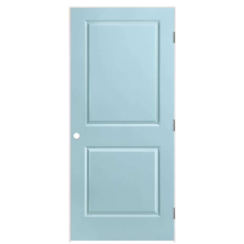 Masonite 1316097 36-in x 80-in Sea Mist Solid core 2-panel square Left hand Smooth Prefinished Molded composite Flat Jamb Single Prehung Interior Door