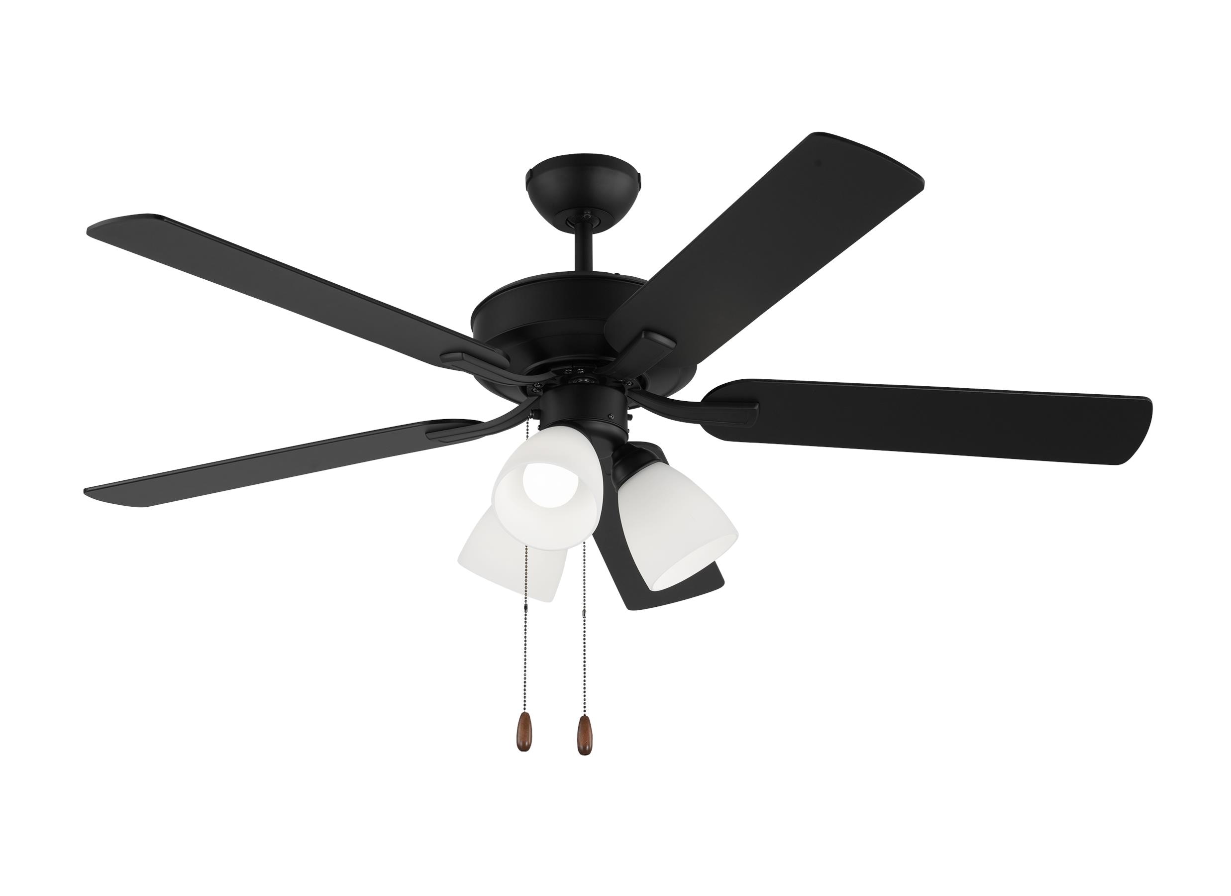 Generation Lighting 5LD52MBKF Linden 52-in Downrod or Flush Mount Midnight Black with Midnight Black Blades Ceiling Fan With Light ( 5 -Blade )
