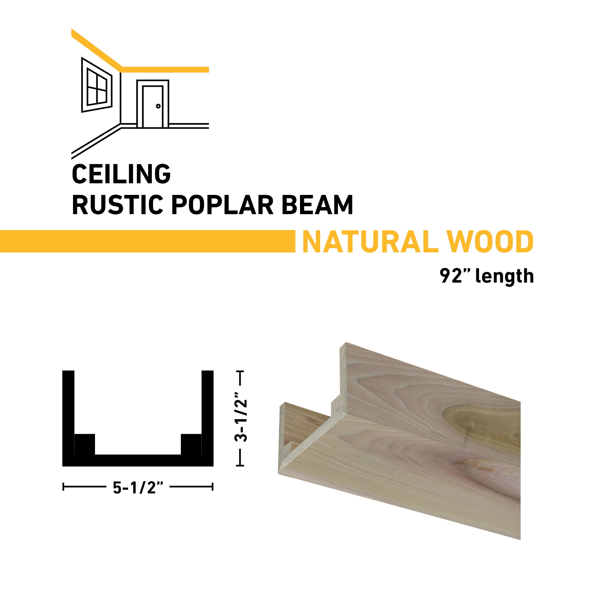 Ornamental Mouldings BEAMRUS02-92POP5X3 Faux-Beams - View #3