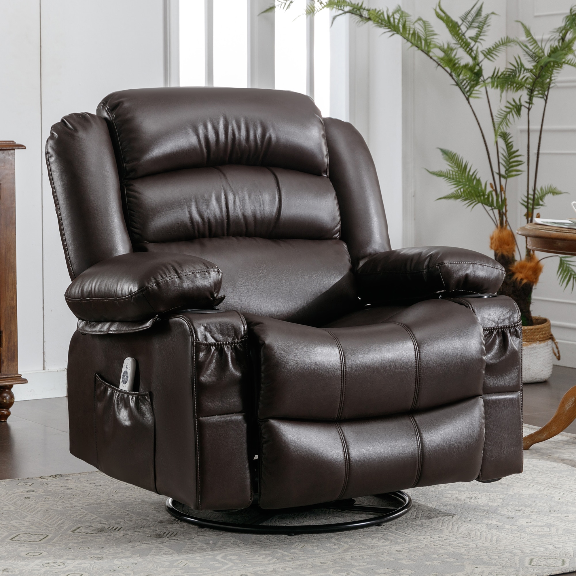 Boyel Living BL-VA50741 Massage Swivel Rocker Recliner Chair with Vibration Massage and Heat Ergonomic Lounge Chair