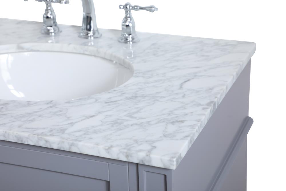 Gray Marble Top Single Bathroom Vanity with Porcelain Sink