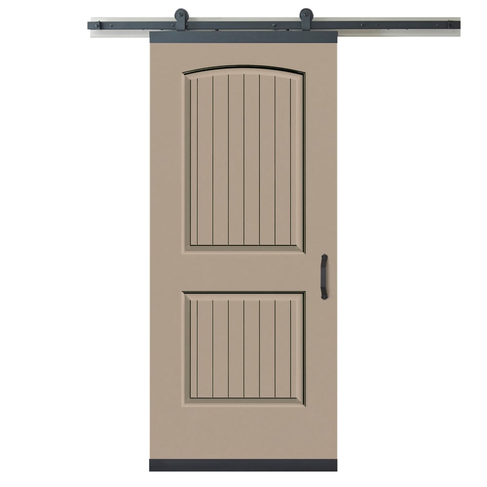 RELIABILT LO1345062 36-in x 80-in Sand Piper Round top plank Molded composite Hollow core Single Barn Door (Hardware Included)