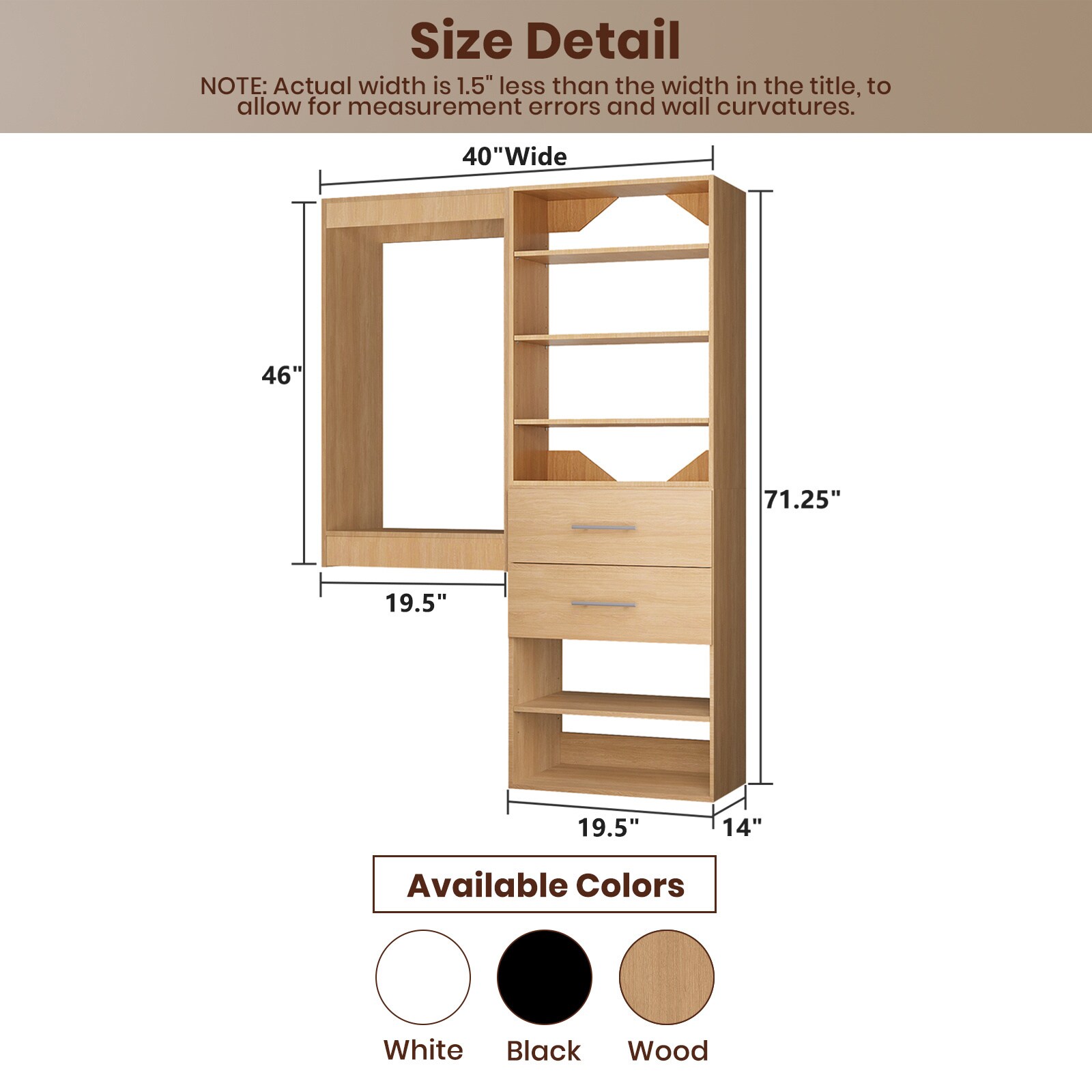 LOVMOR LO-MODEL14-19-ZJL Wood-Closet-Shelves - View #2