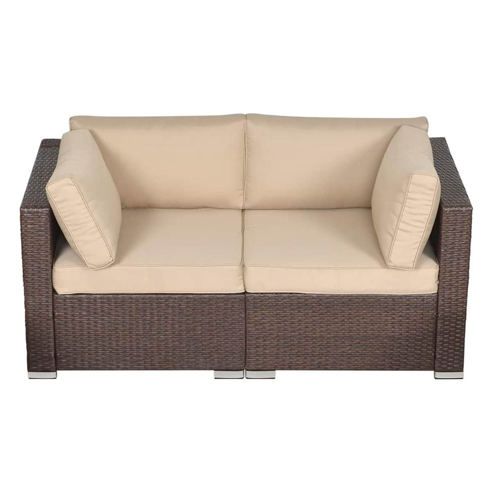 BANSA ROSE XBYS0102 Rattan Patio Sofa Conversation Set with Brown Cushions