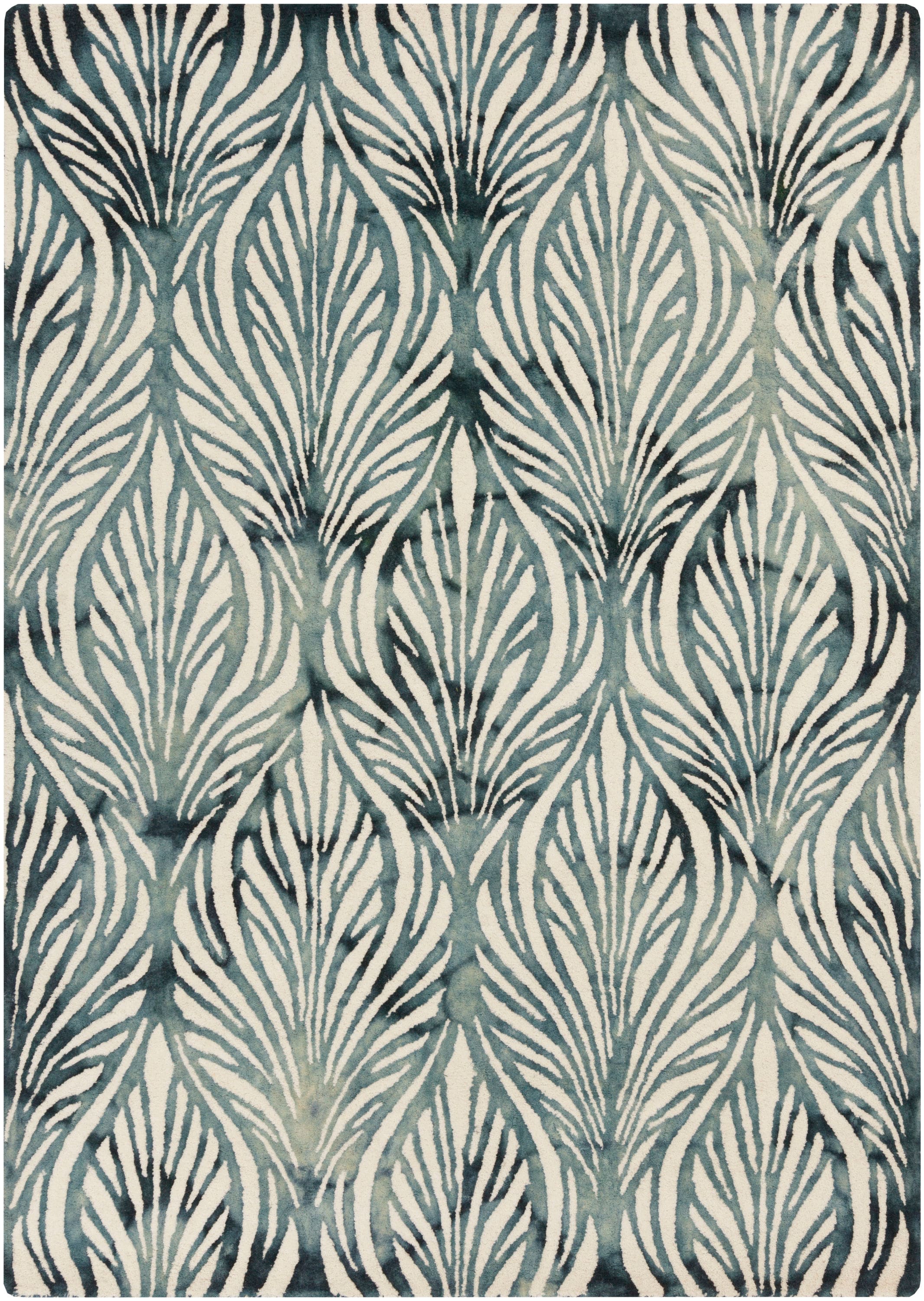 Surya BDA3006-576 Belladonna 5 x 8 (ft) Tufted Wool Teal Rectangular Indoor Trellis Area rug