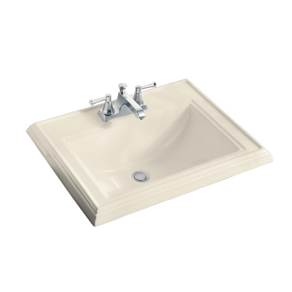 KOHLER 2241-1-47 Memoirs Almond Drop-In Rectangular Traditional Bathroom Sink (22.75-in x 18-in)