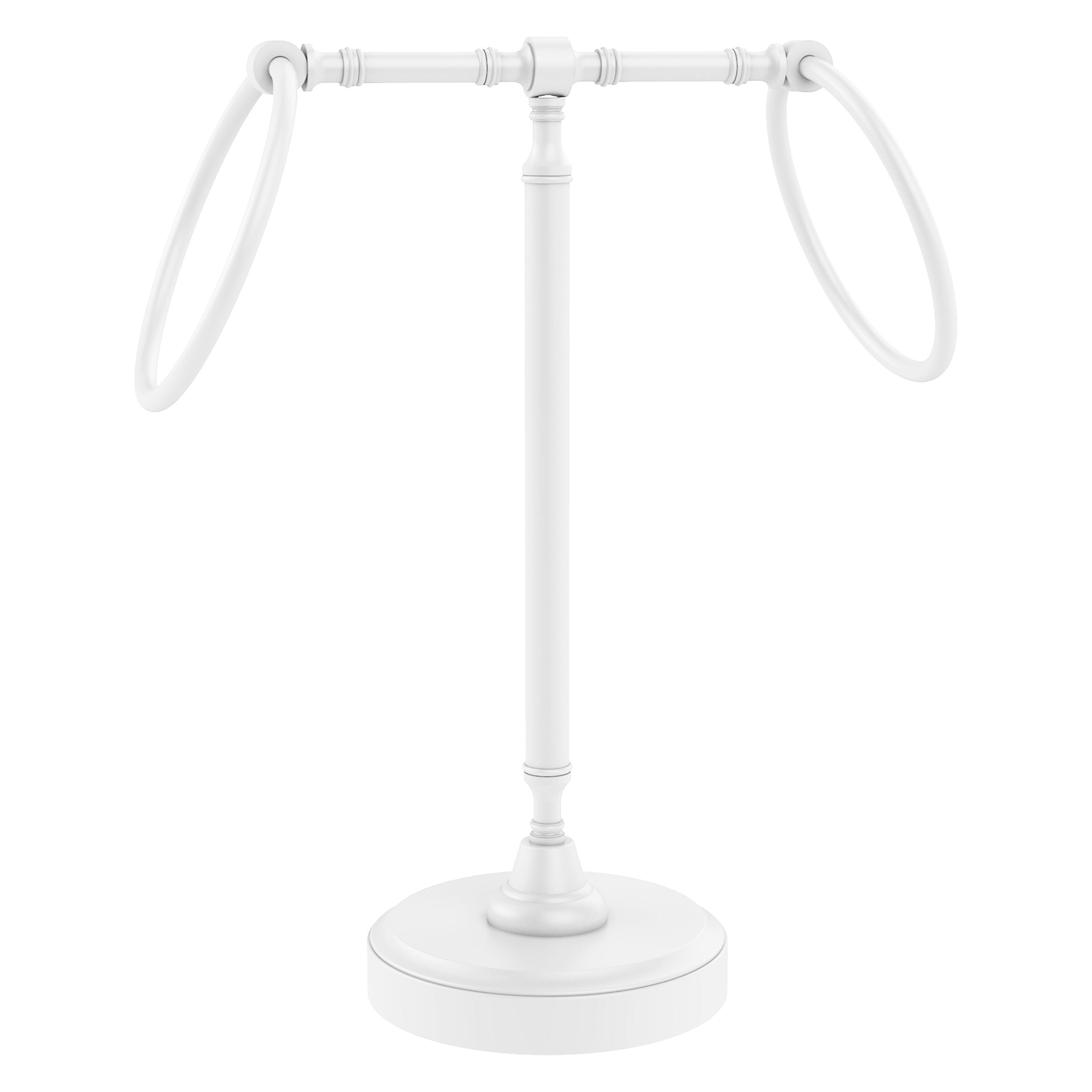 Allied Brass RWM-3-WHM Retro Wave Matte White Freestanding countertop Double Towel Ring