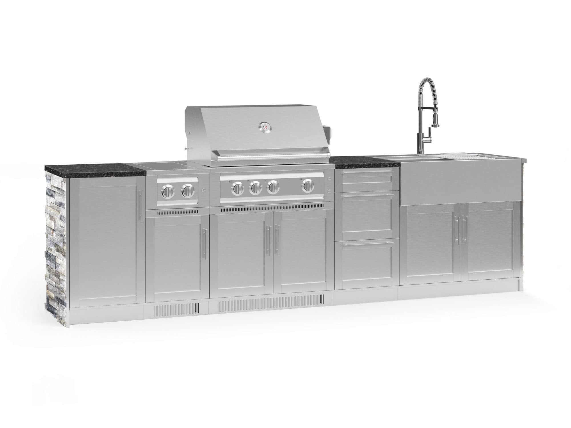 NewAge Products 69079 Signature Series Cabinets Platinum Grill 10 -Piece 124.16-in W x 25.5-in D x 58.64-in H Modular Outdoor Kitchen Set 6 Burners
