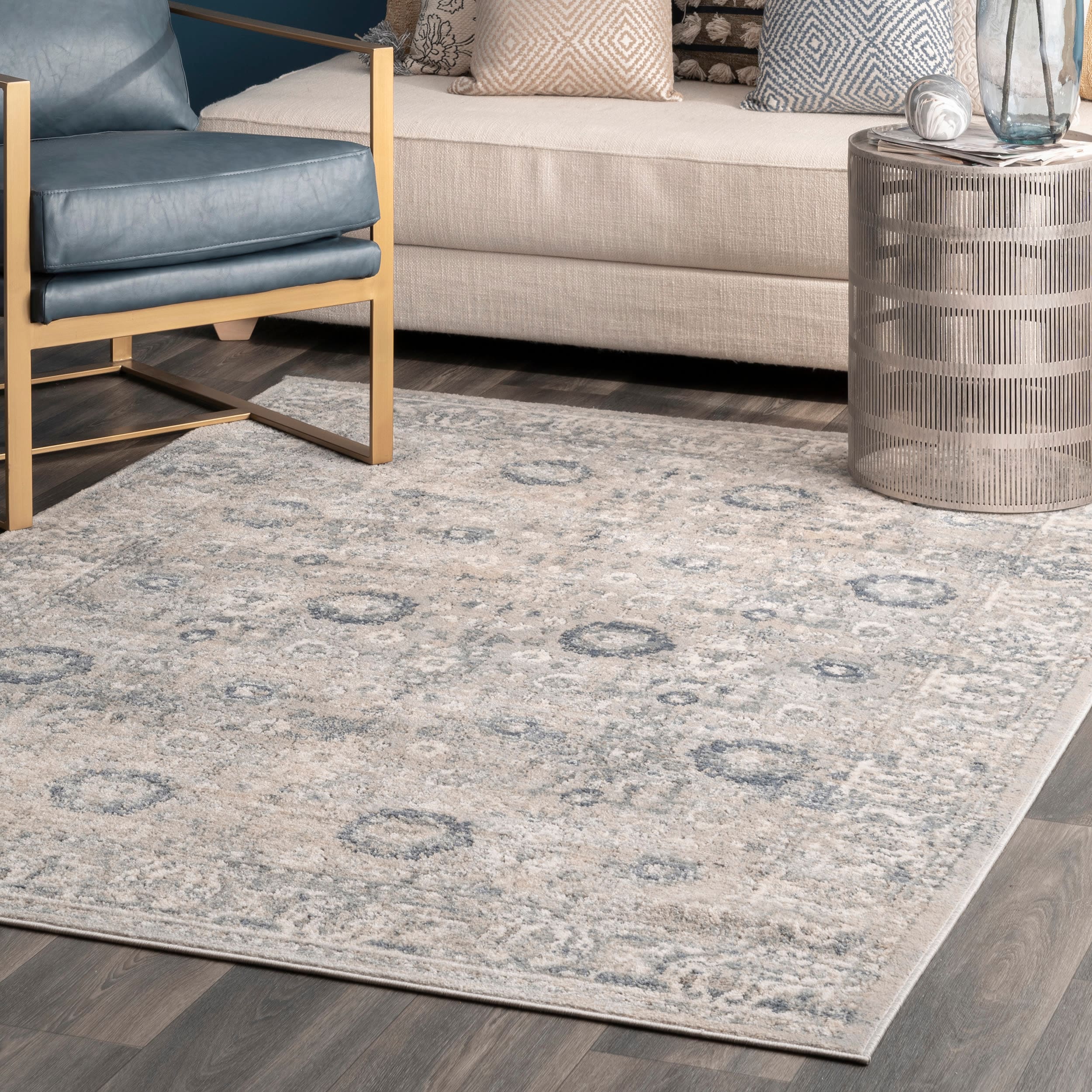 nuLOOM KKNT02A-6709 7 x 9 (ft) Loomed Polypropylene Blue Rectangular Indoor Medallion Vintage Area rug