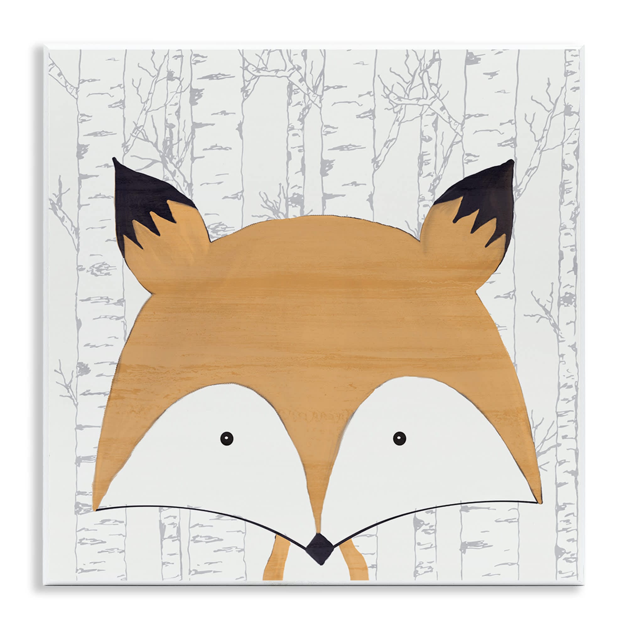 Stupell Industries  Whimsical Fox on Birch Wall Plaque Art By Kim Allen 12 x 12