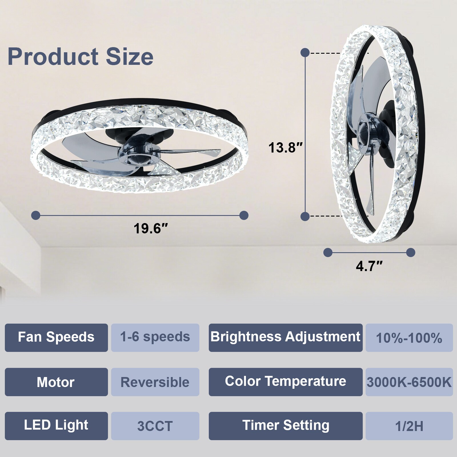 Depuley WS-FPZ196-20C-BK-LW Ceiling-Fans - View #2