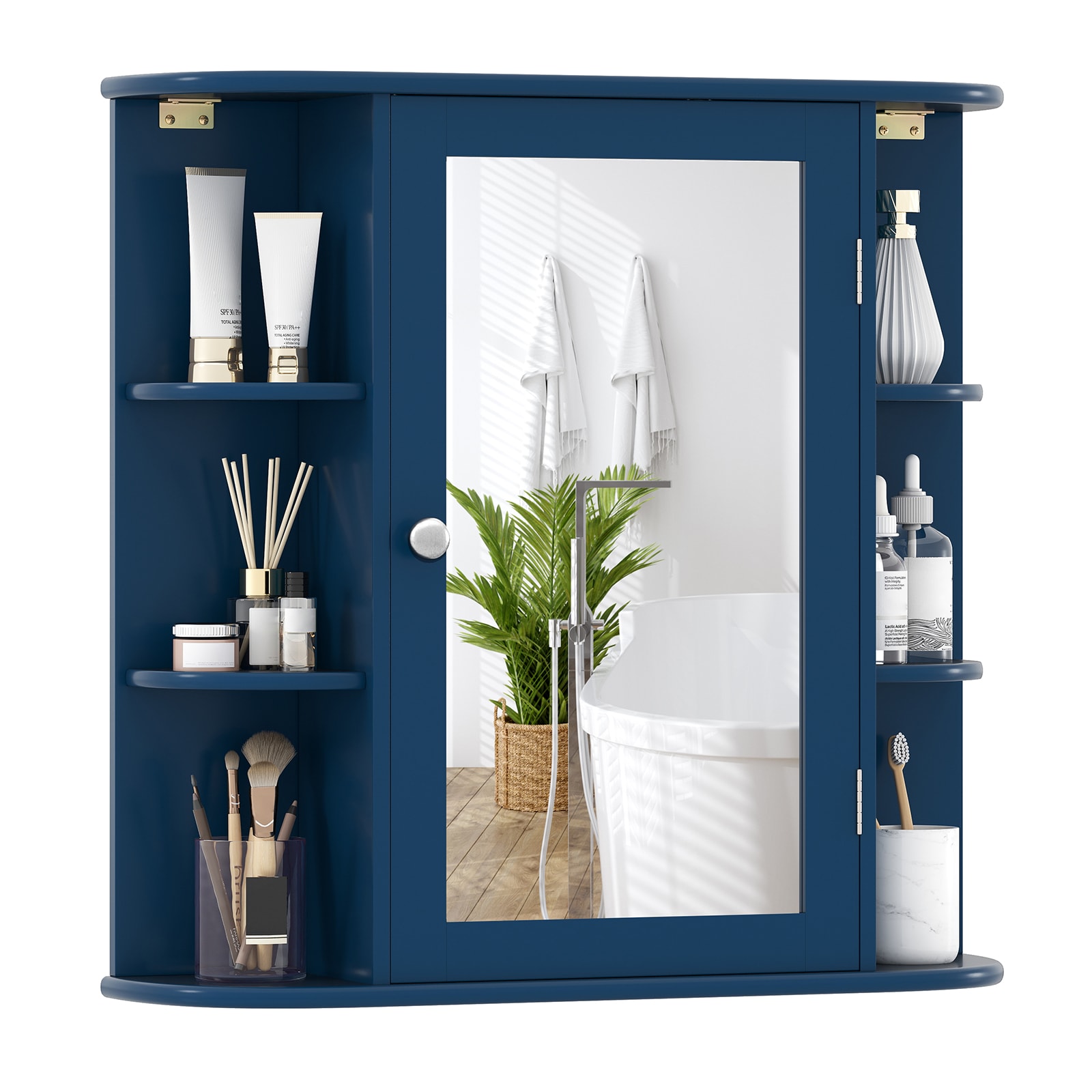 Volenca 26-in W x 25-in H x 6.5-in D Surface-Mount MDF Medicine Cabinet with Open Side Shelves