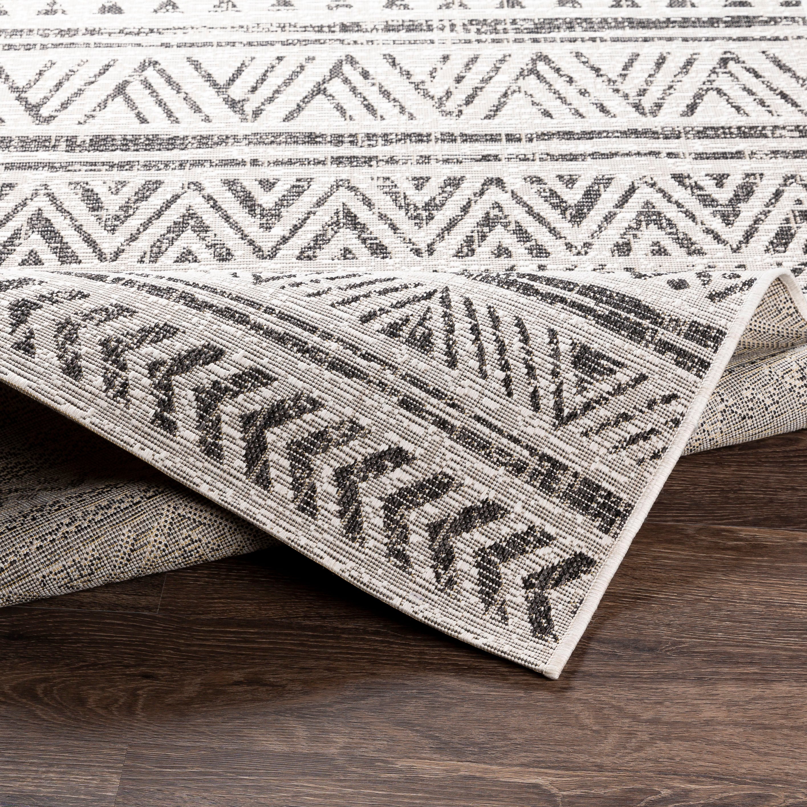 Black Square Synthetic Easy Care Outdoor Rug