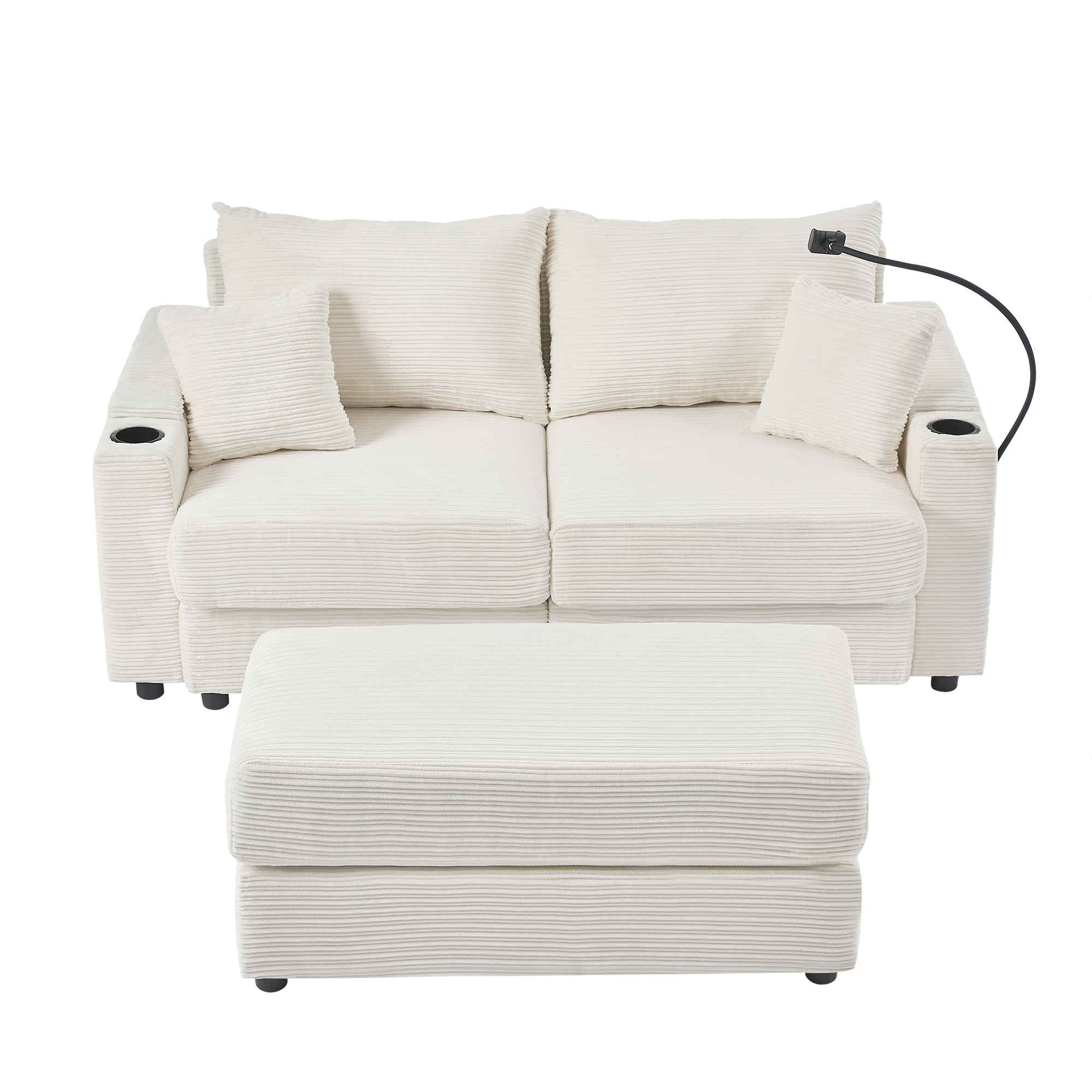 Bybafun YA3700516 72.8-Inches Modern Beige Reclining Loveseat