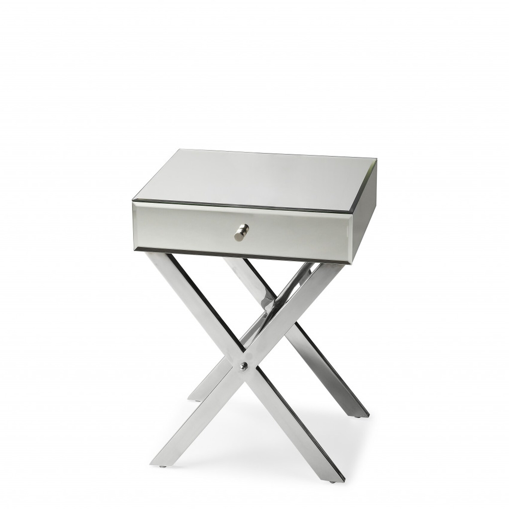 HomeRoots 4000488903 17.75-Inches W x 23.5-Inches H Clear Glass Rectangular Modern End Table Assembly Required