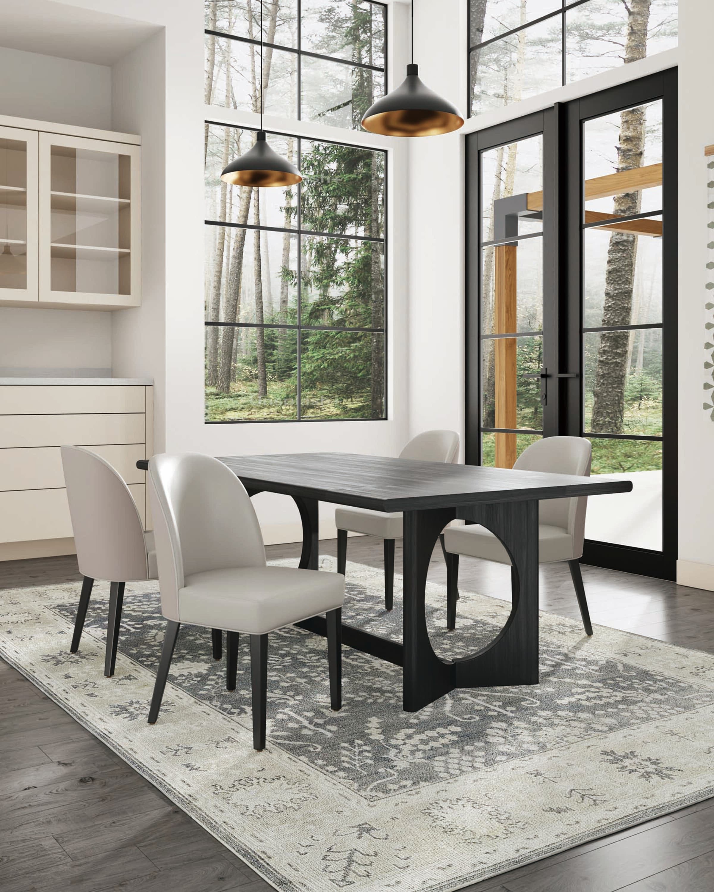 Manhattan Comfort 2-DC087-LG Set of 2 Contemporary/Modern Faux Leather Upholstered Dining Side Chair (Wood Frame)