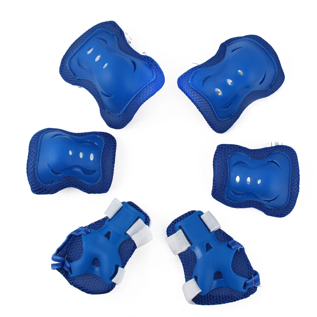 Unique Bargains Bicycle Roller Blading Wrist Elbow Knee Guards Pads port Brace Protector Gear 6 in 1 Set Blue