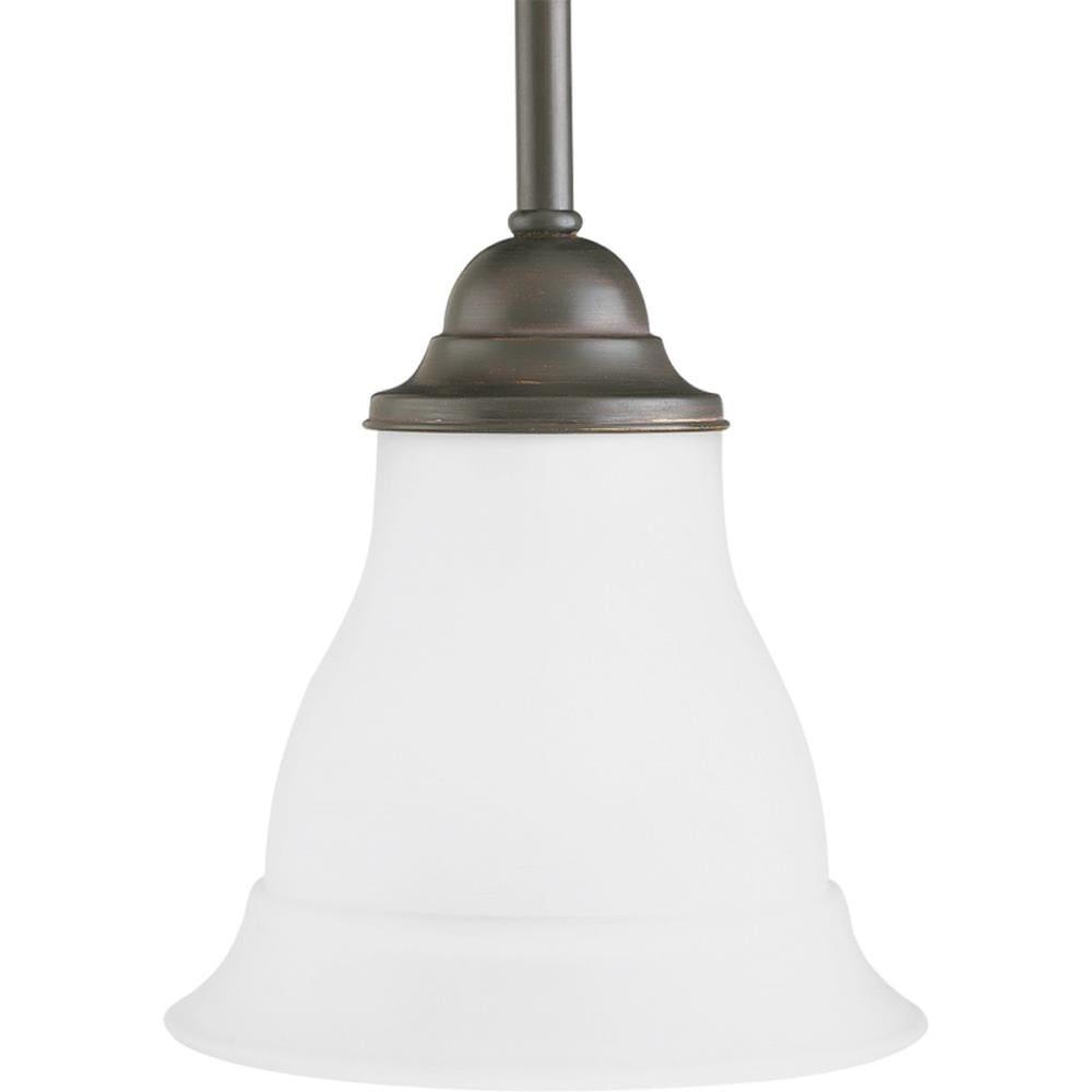 Progress Lighting P5096-20 Trinity 1 -Light Antique Bronze Transitional Etched glass Bell Mini Hanging Pendant light