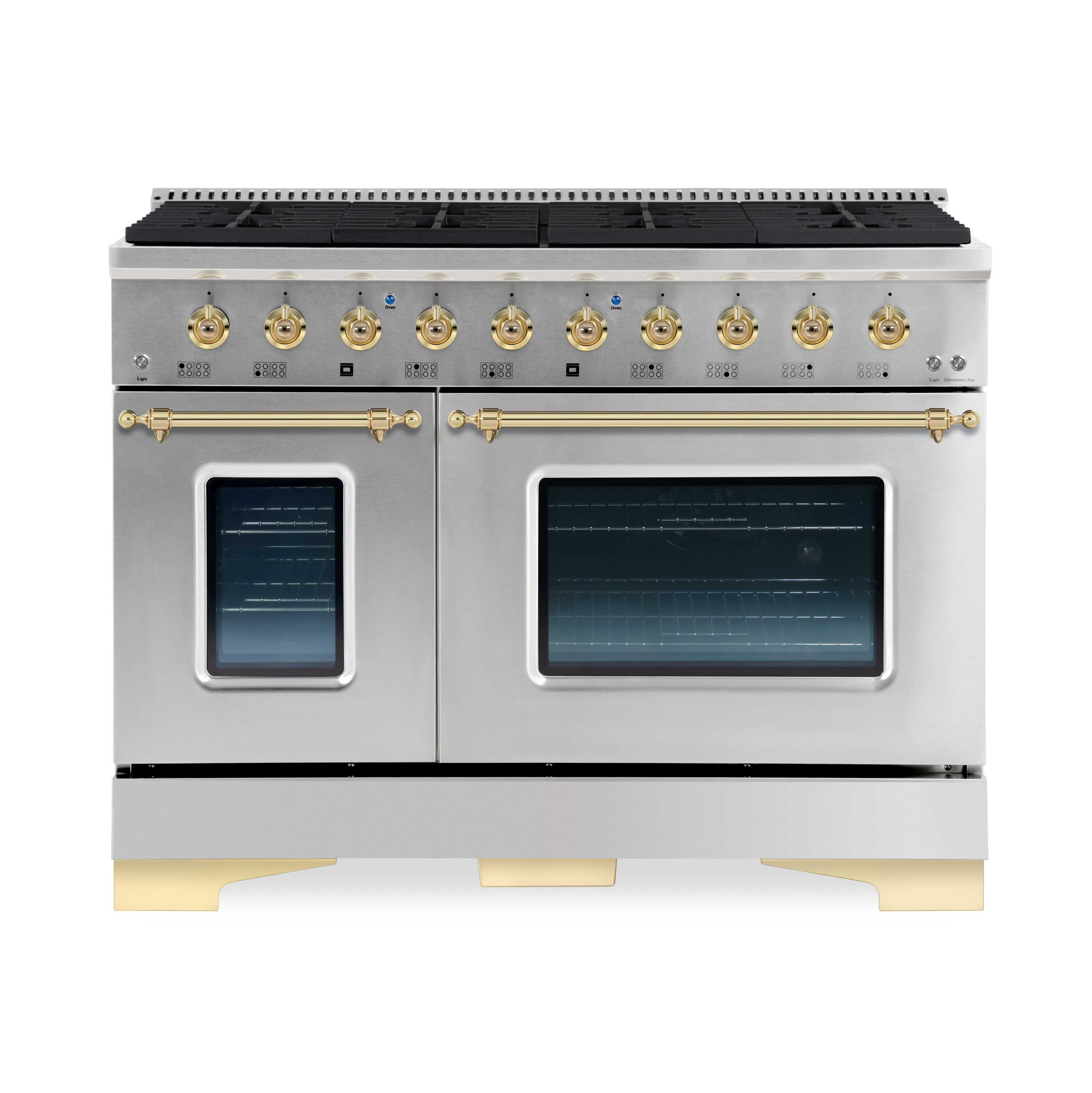 Hallman HCLRG48BSSS 48-in 8 burners 4.5-cu ft / 2.5-cu ft Convection Oven Freestanding Double Oven Gas Range ( Stainless Steel )