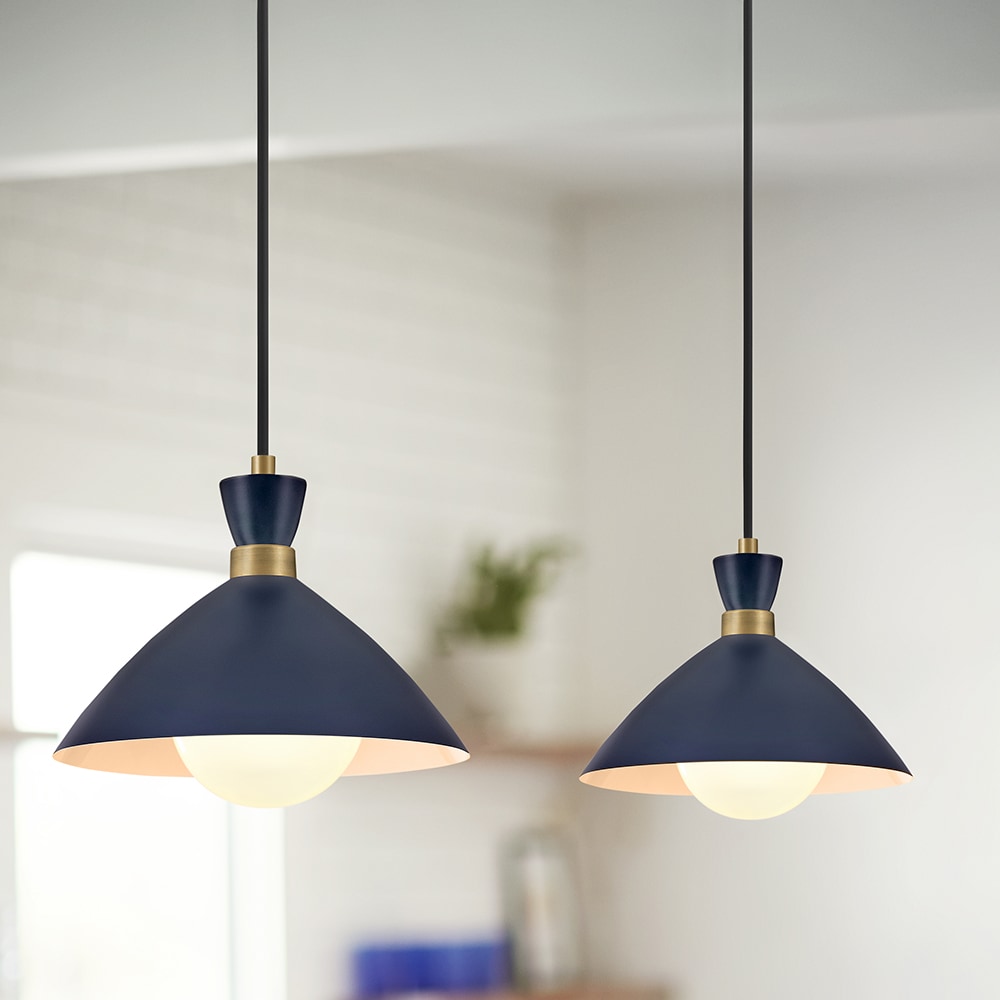 Simon Matte Navy & Heritage Brass 1-Light Pendant