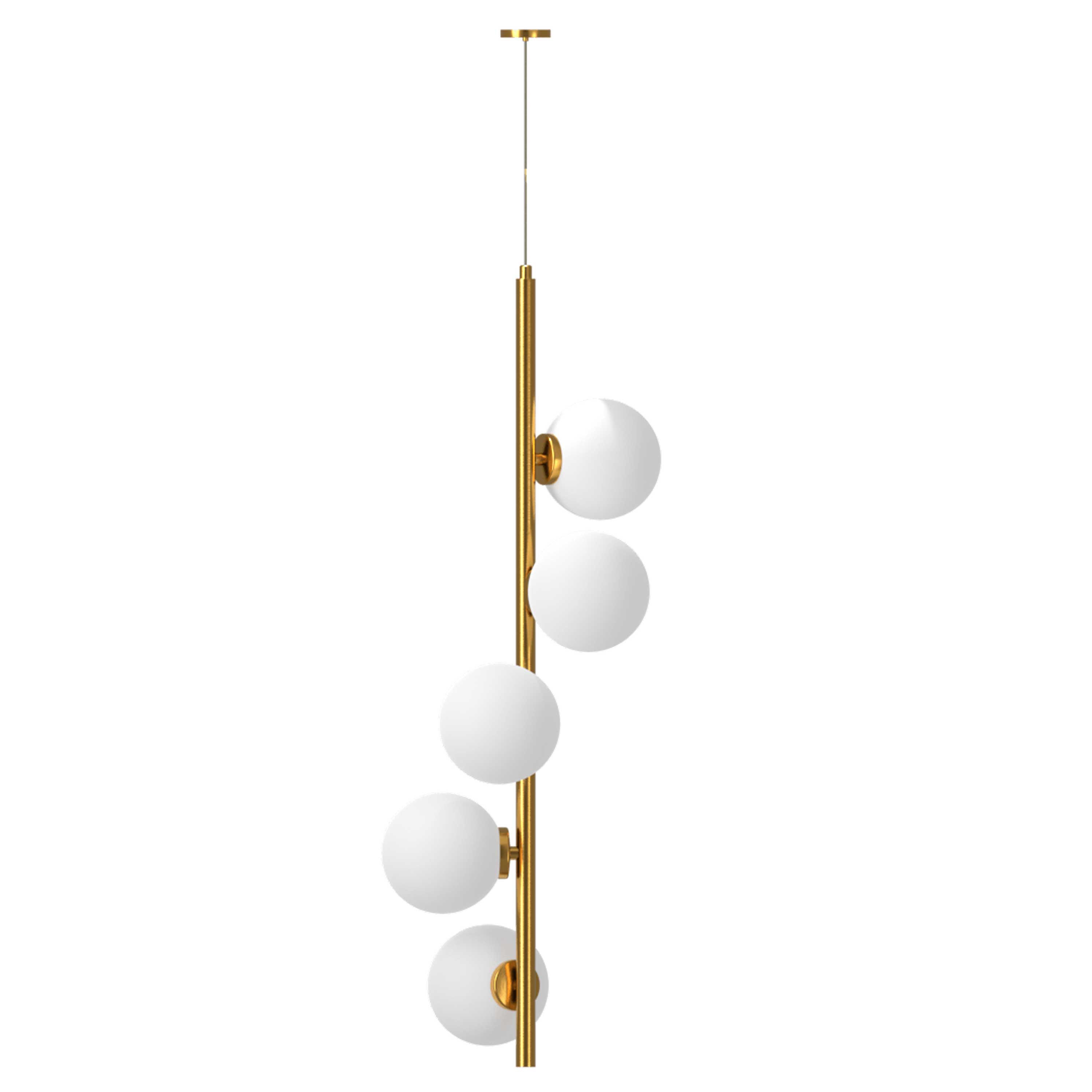 Ambiate LW07274 5 -Light Gold Modern/contemporary Frosted glass Linear Large Hanging Pendant light