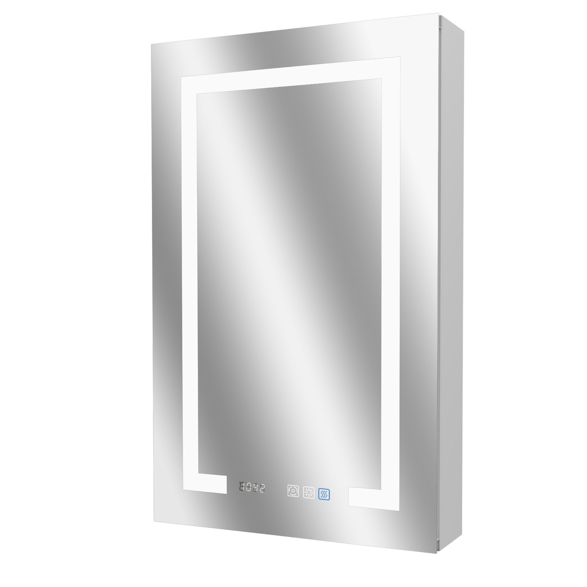 AAZJ V4 20-in x 32-in Lighted LED Fog Free Surface/Recessed Mount Silver Mirrored Soft Close Medicine Cabinet