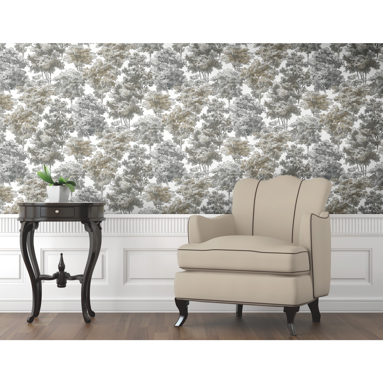 RoomMates RMK11614WP 28.18-Sq. Feet Gray Vinyl Ivy/Vines Self-adhesive Peel and Stick Wallpaper