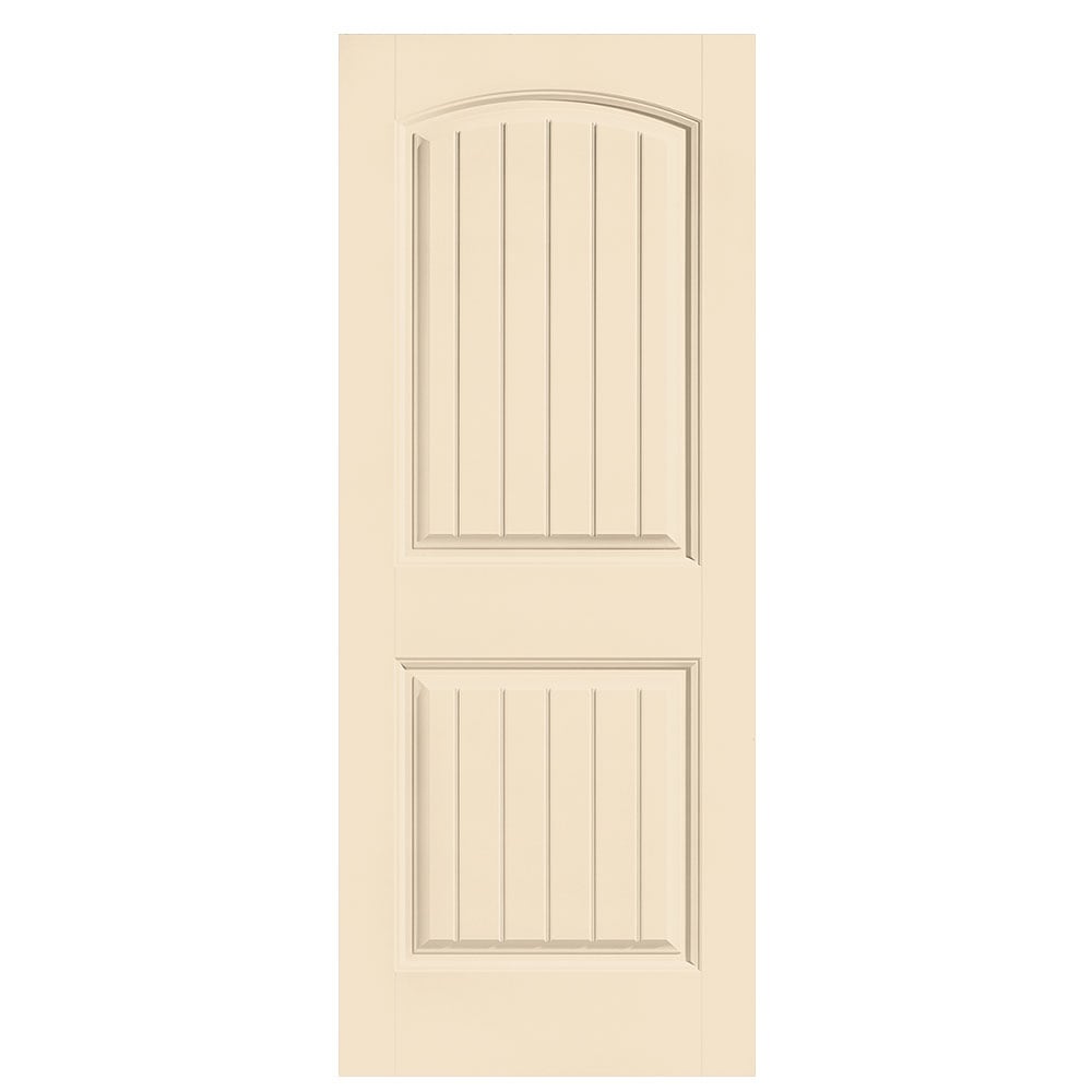 Masonite 1443674 Cheyenne 32-in x 80-in Cream N Sugar 2-panel round top plank Smooth Solid core Prefinished Molded composite Slab Door