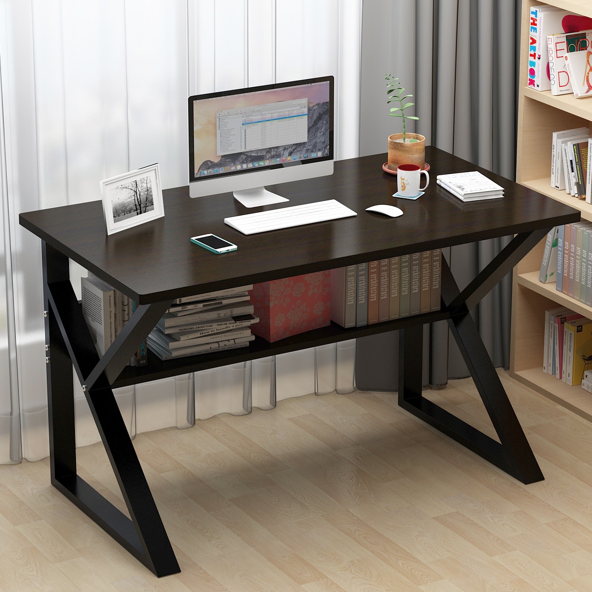 FUFU&GAGA Computer writing desk 39.4-in Black Modern/Contemporary ...