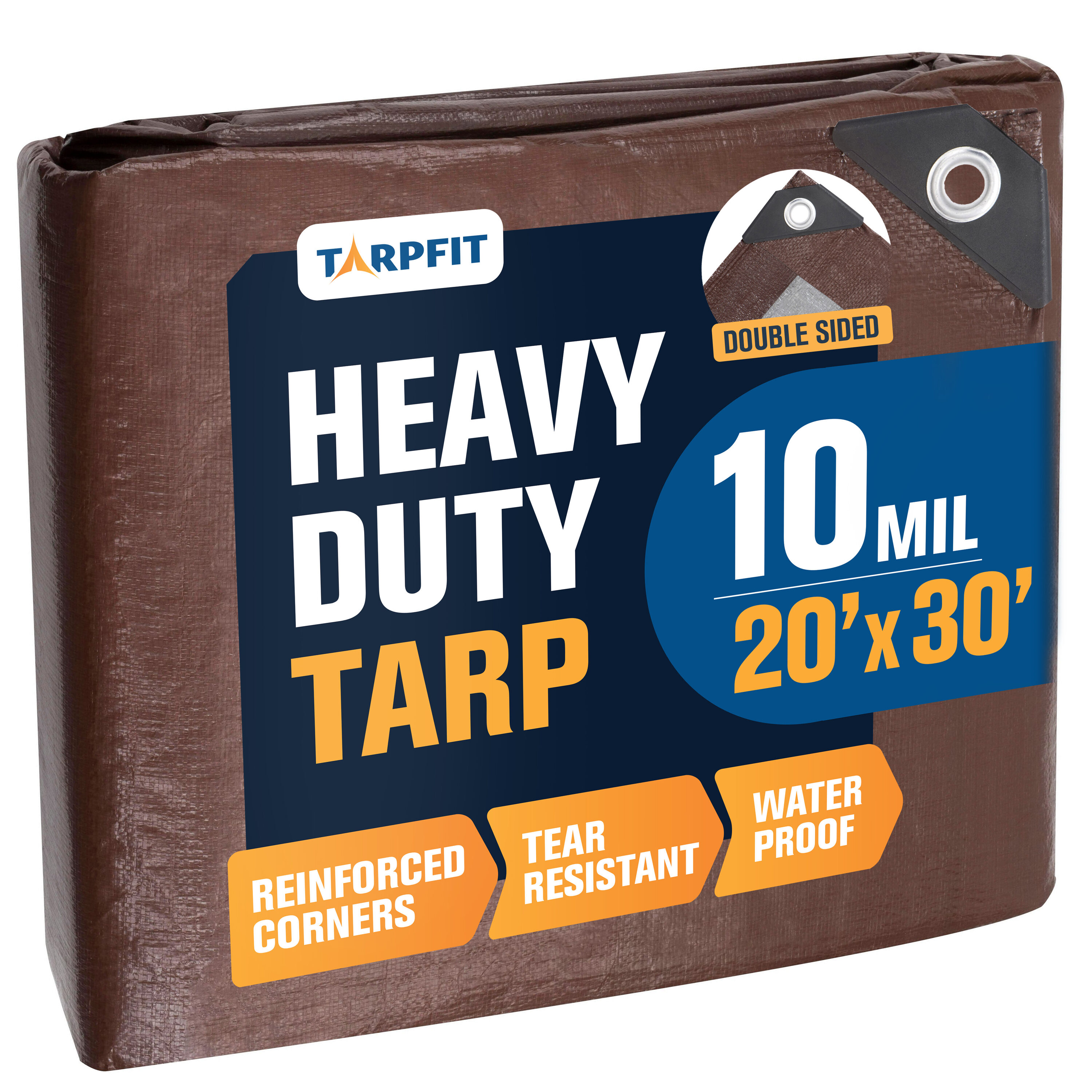 TARPFIT T10F-BS2030 20-ft x 30-ft Brown Waterproof Commercial Polyethylene 10-mil Tarp