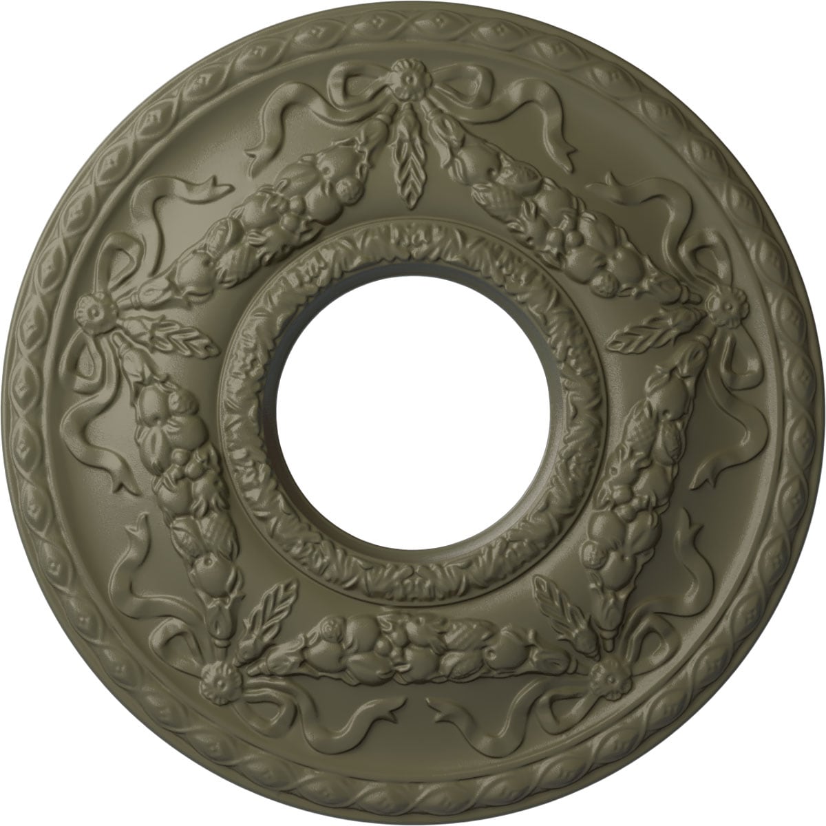 Ekena Millwork CM26HUSSF Hurley 22.125-in W x 22.125-in L Painted Spartan Stone Polyurethane Whole Ceiling Medallion
