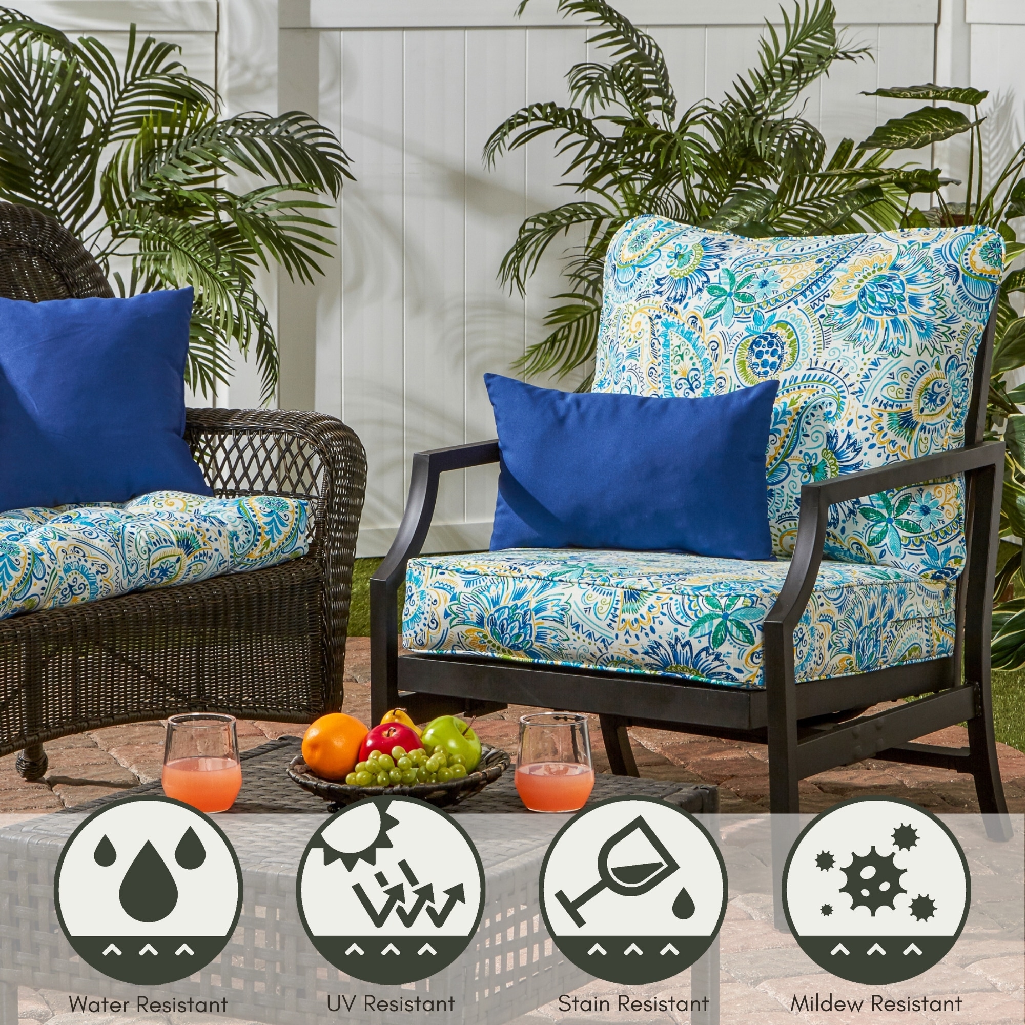 Baltic Paisley 24" x 24" Deep Seat Cushion Set with Polyester Fabric