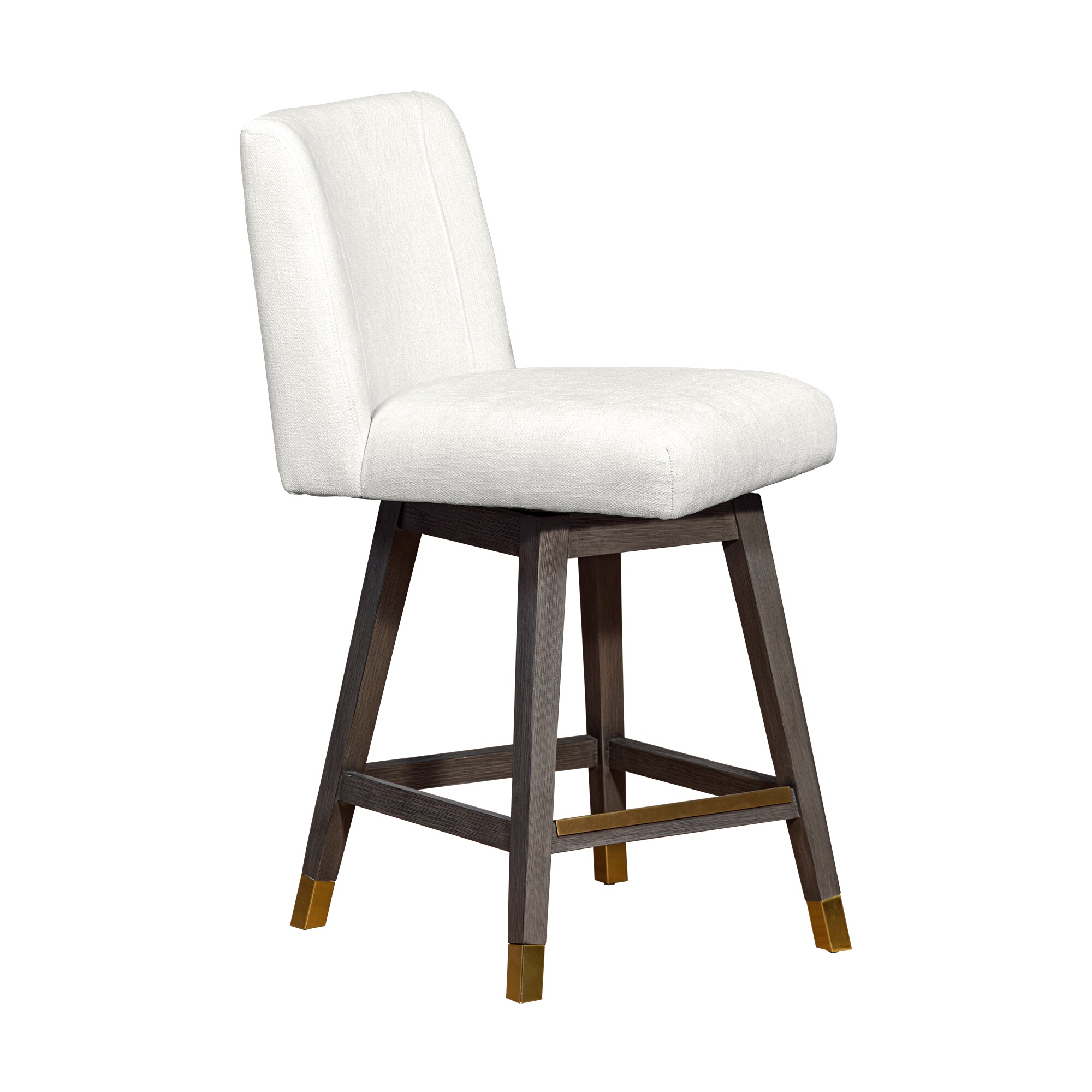 Armen Living 840254332218 Gray Oak 26.0-in H Counter height Bucket seat Upholstered Swivel Metal Bar Stool and Back