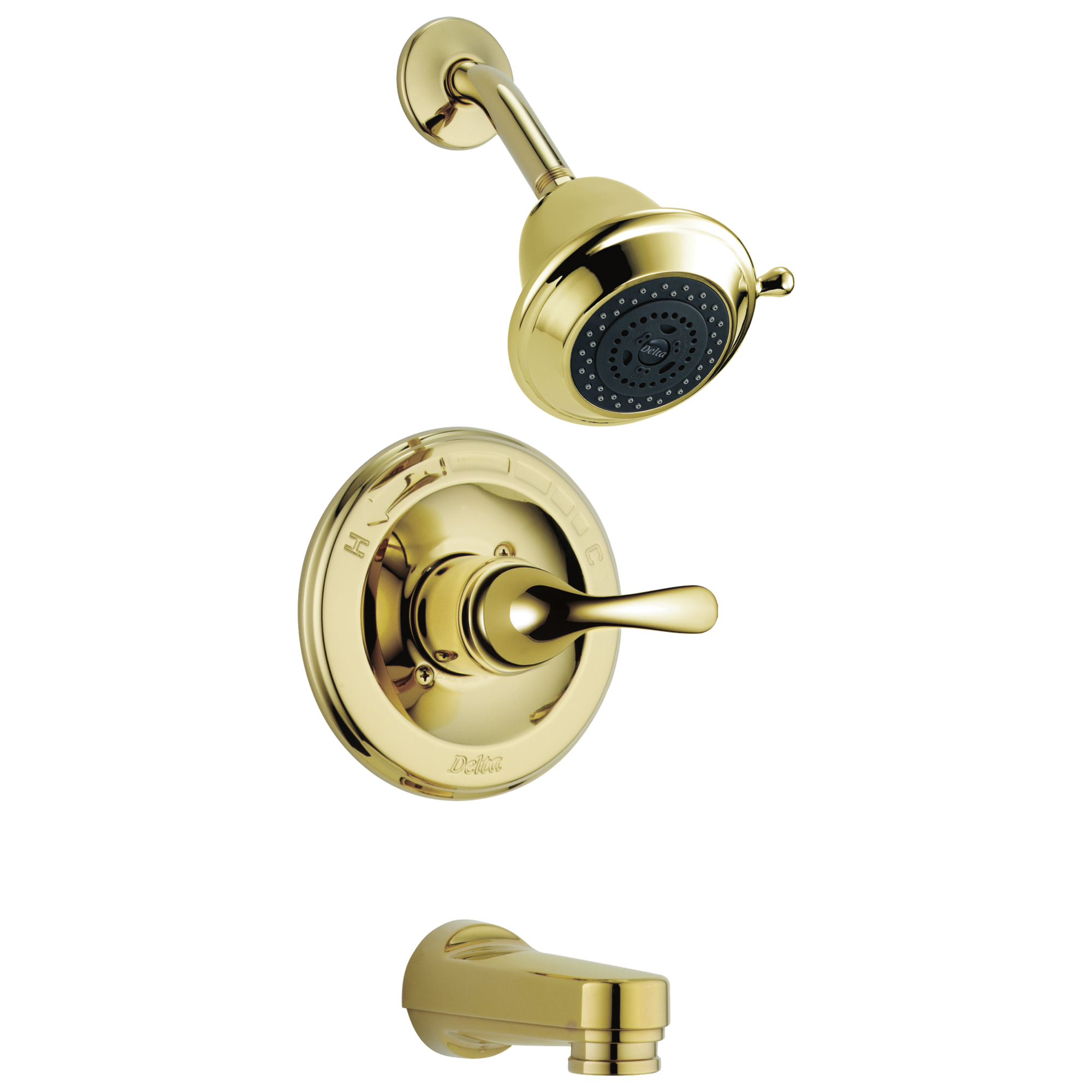 Delta T13420-PBSHCPD Classic Polished Brass 1-handle Multi-function 4.875-in Round Bathtub and shower Faucet